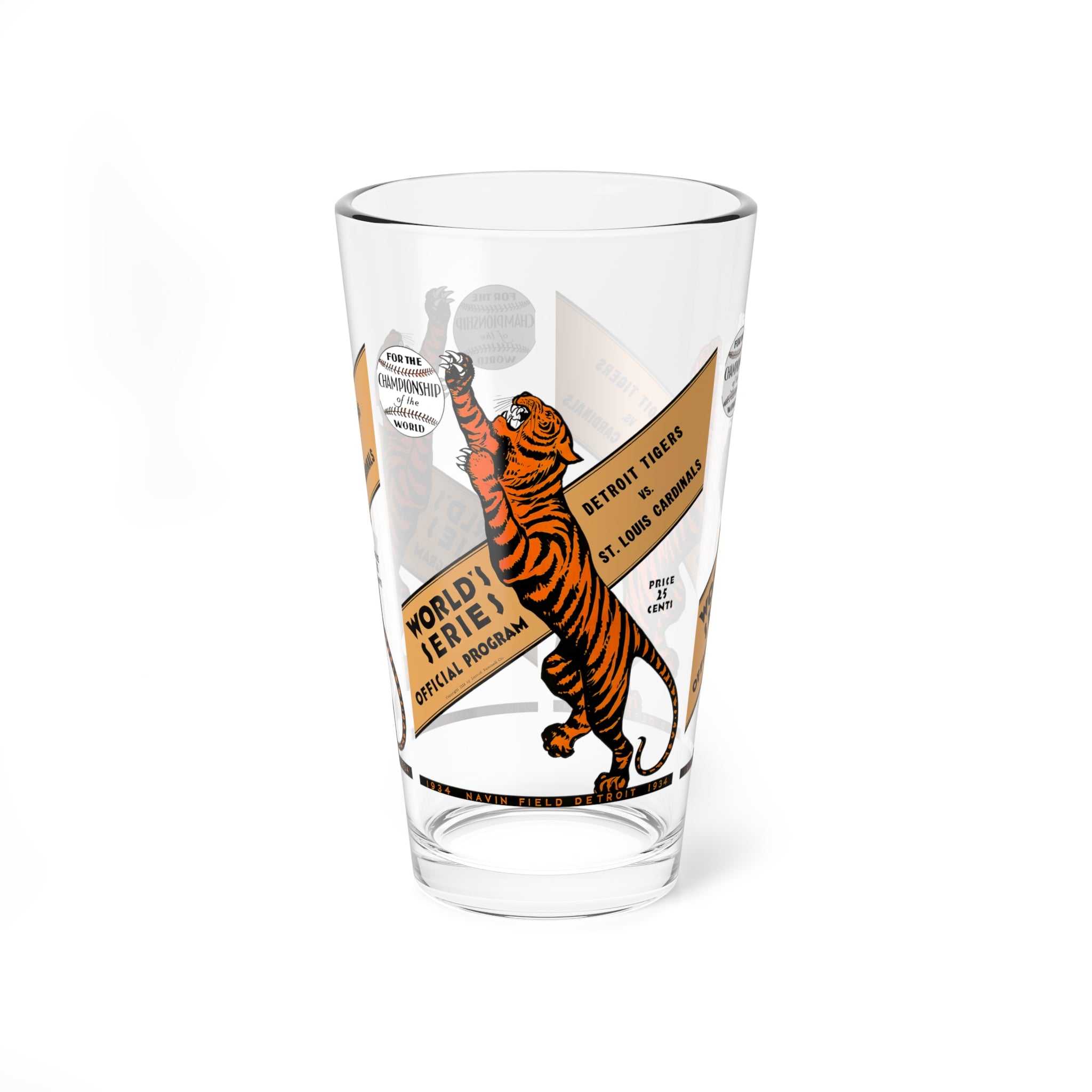 1934 Vintage Detroit Tigers - St. Louis Cardinals World Series Program Cover -  Pint Glass, 16oz