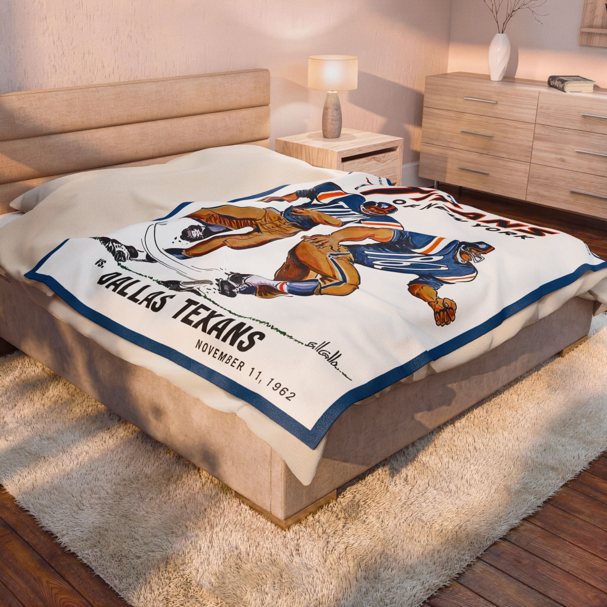 1962 New York Titans vs Dallas Texans Vintage Football Blanket | Velveteen Plush