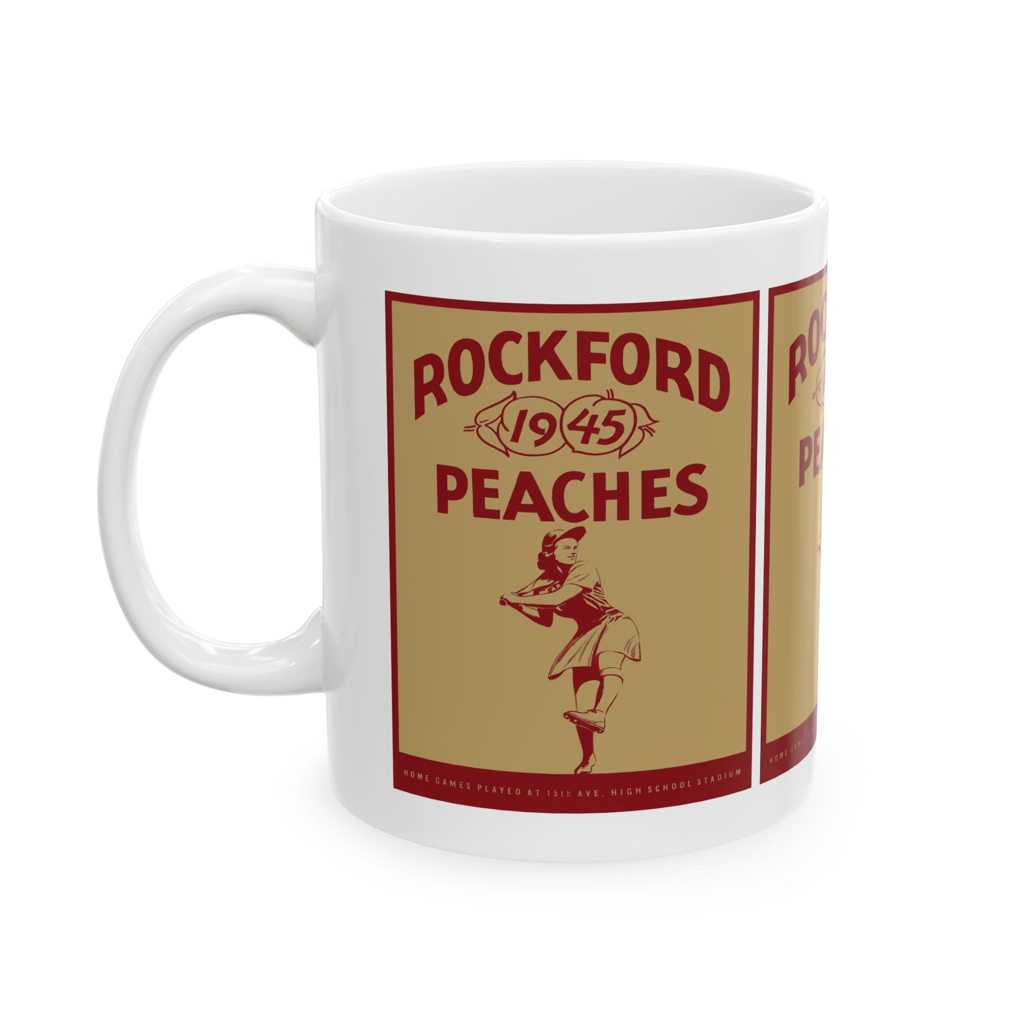 1945 Vintage Rockford Peaches Baseball Yearbook Cover - Ceramic Mug, 11oz, 15oz