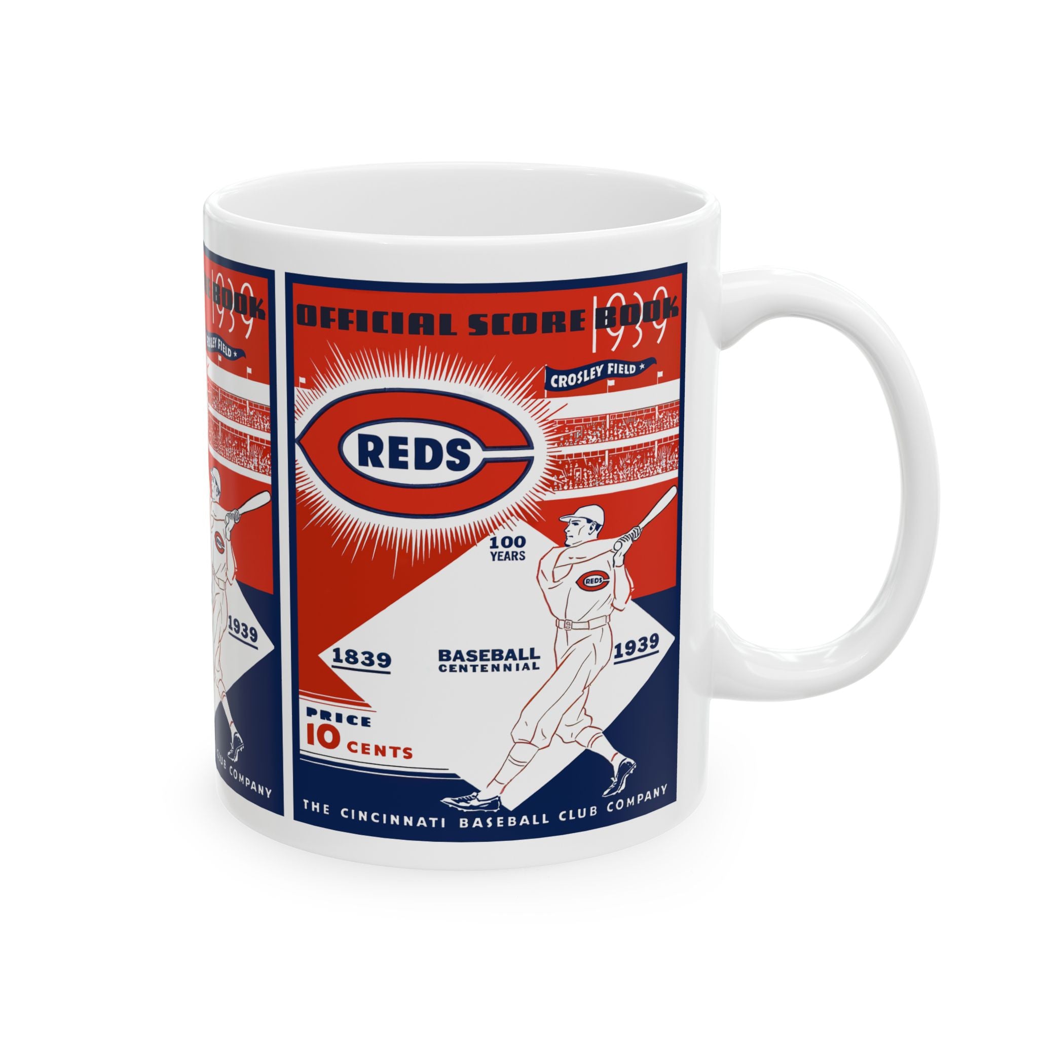 Ceramic Mug, Vintage 1939 Baseball Cincinnati Reds Cup, Gift for Sports Fan, Baseball Memorabilia, Baseball Fan Mug, Unique Sports Gift,