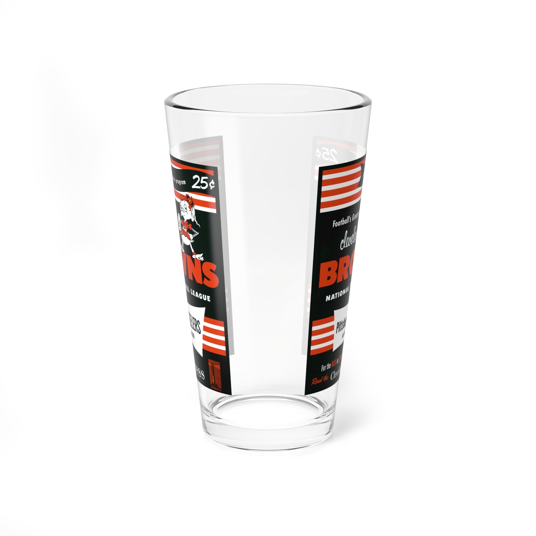 Mixing Glass, 16oz - 1950 Football Cleveland Browns Pittsburgh Steelers, Sports Fan Gift, Game Day Barware, Football Memorabilia