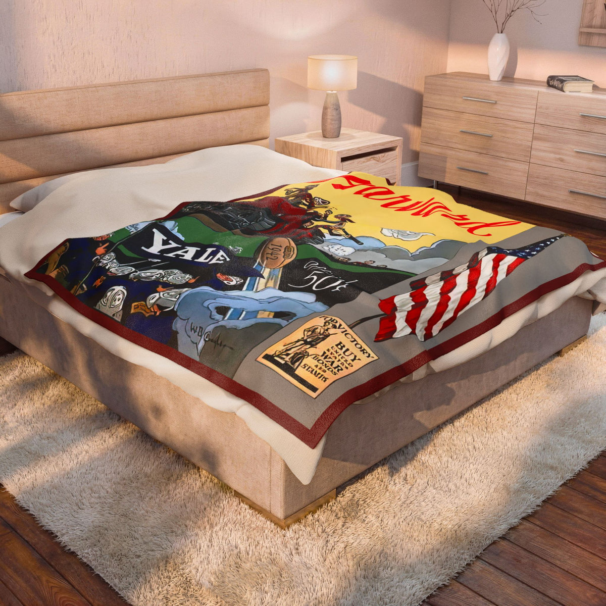 1942 Harvard vs Yale Vintage Game Day Velveteen Plush Blanket