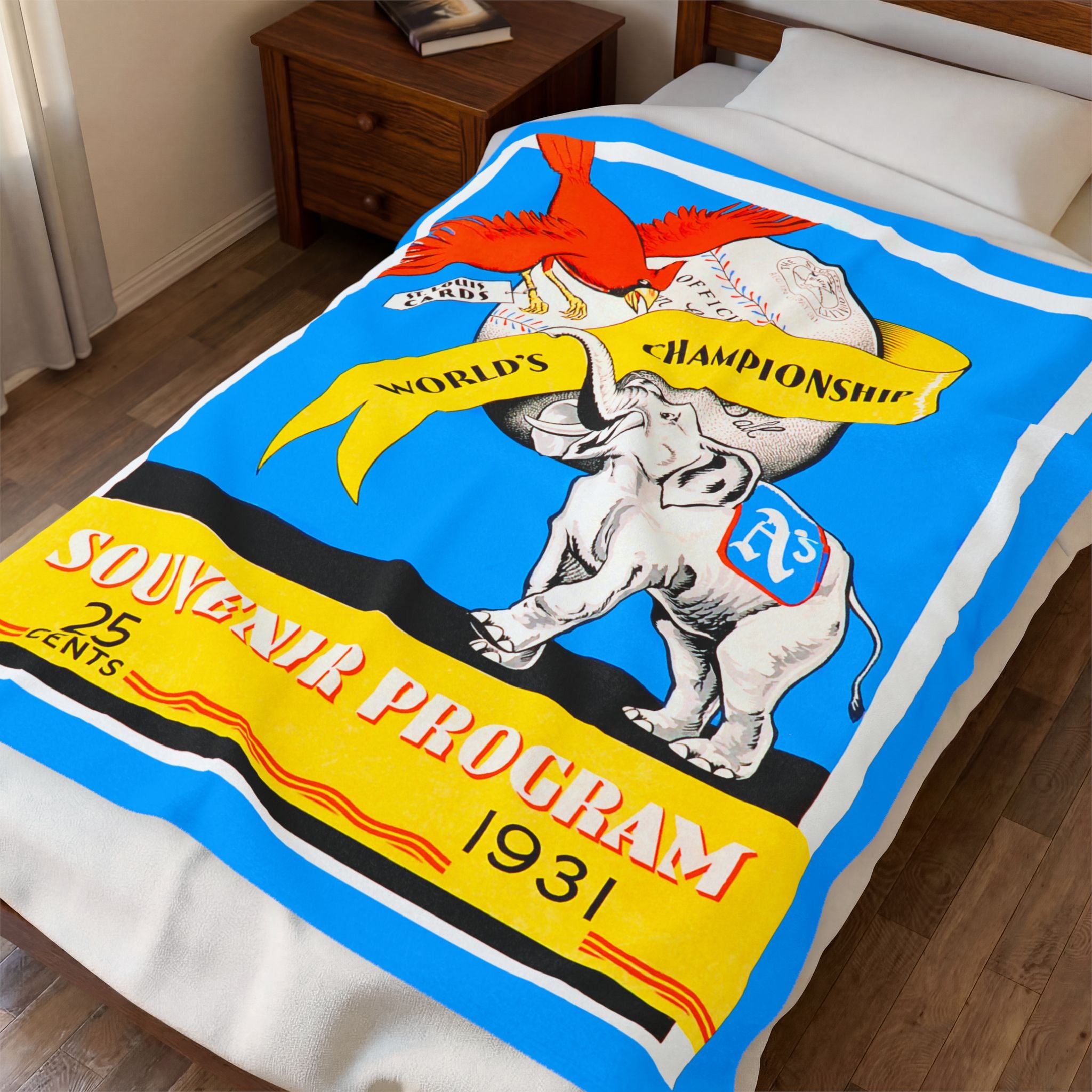 Throw Blanket, Vintage 1931 World Series Baseball Cardinals Athletics, Home Decor, Gift for Baseball Fans, Sports Lover