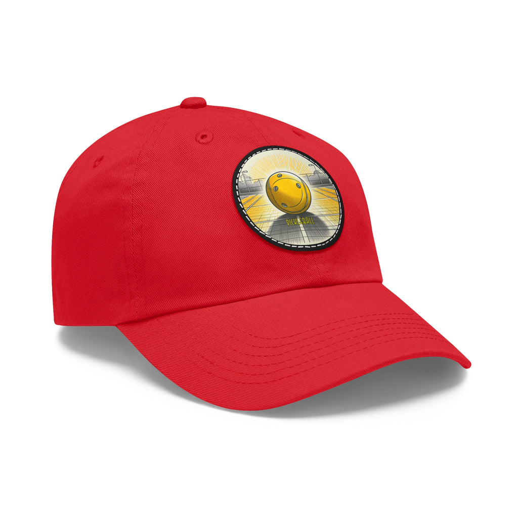 Pickleball - Dad Hat with Leather Patch (Round)