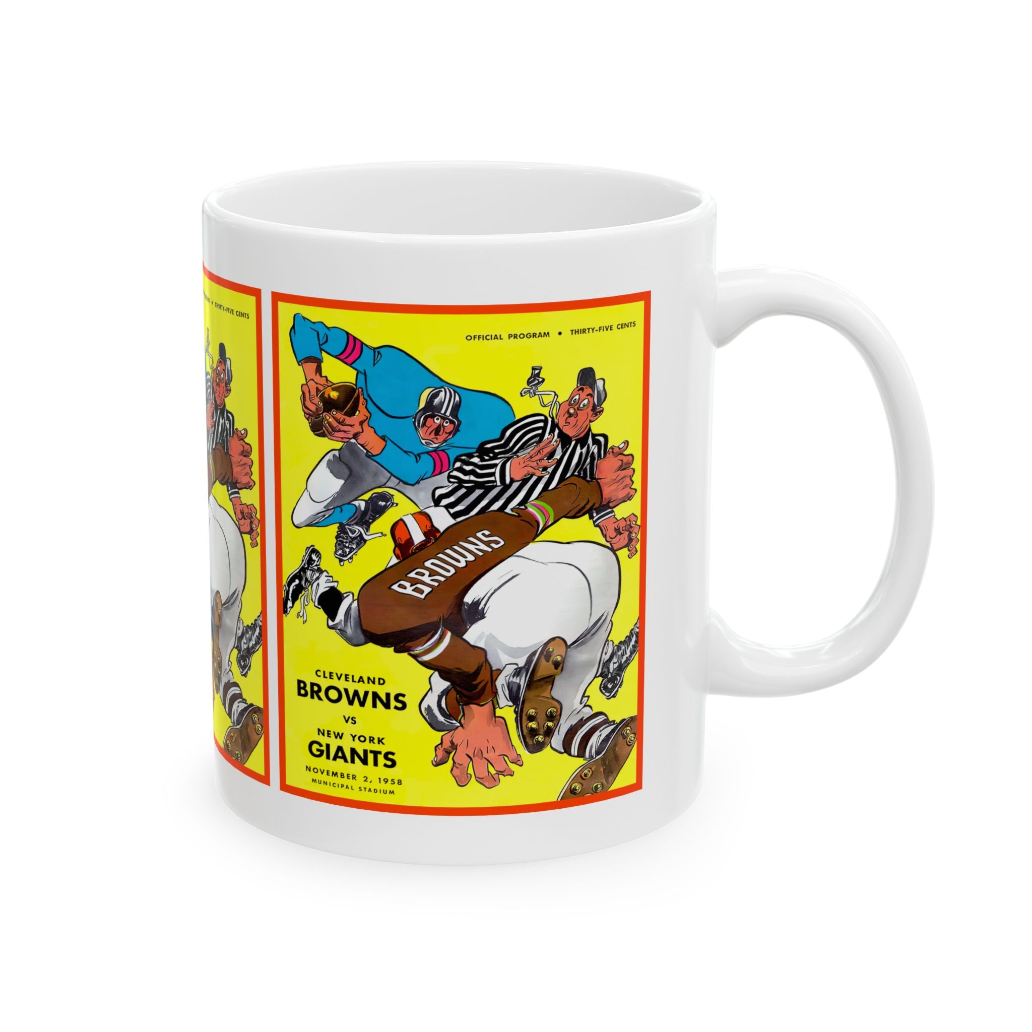 Vintage 1958 Football Cleveland Browns-New York Giants Ceramic Mug, Sports Fan Gift, Coffee Cup,  Football Memorabilia, Football