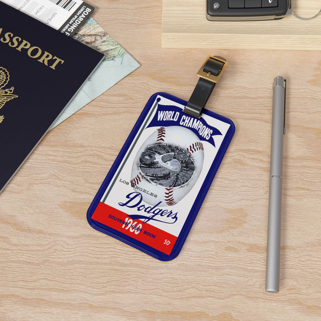 1960 Dodgers World Champions Baseball Luggage Tag — Vintage Yearbook