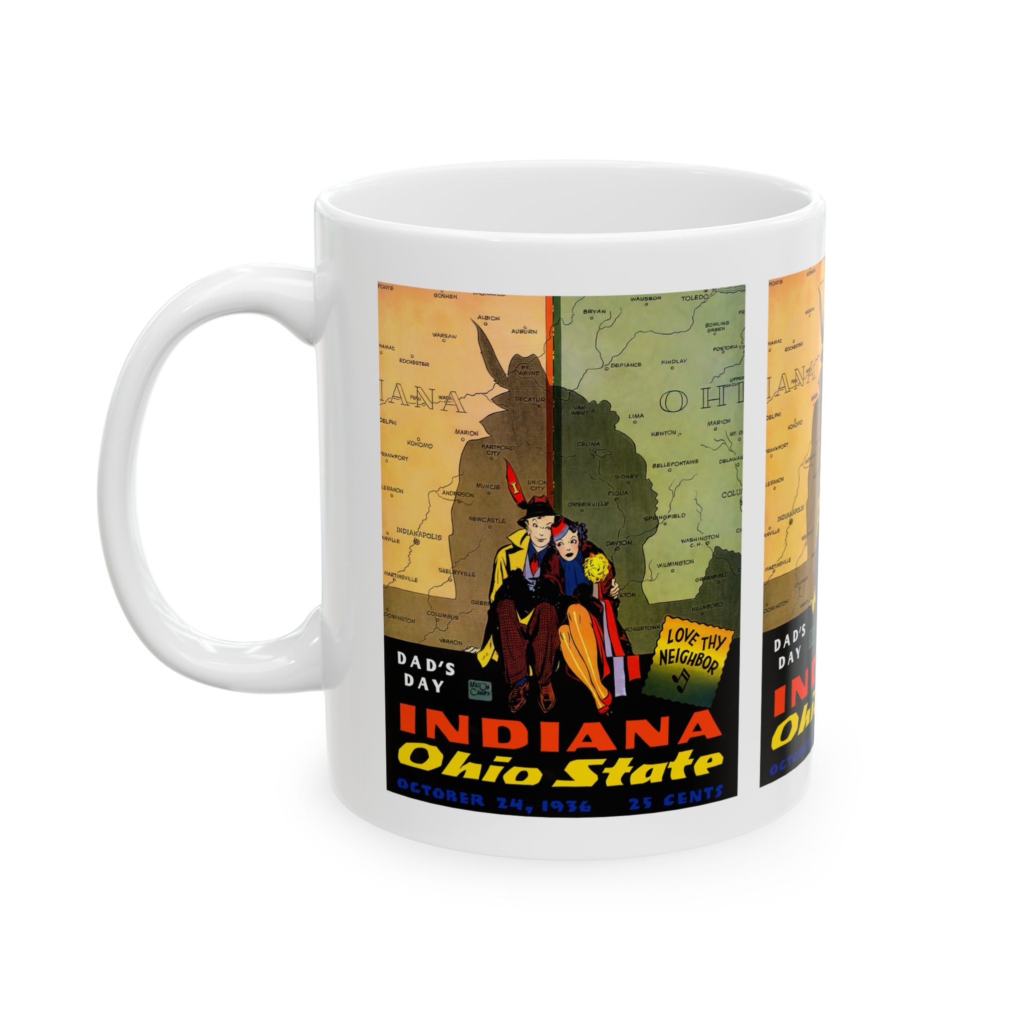 1936 Vintage Indiana - Ohio State Football Program Cover - Ceramic Mug, 11oz