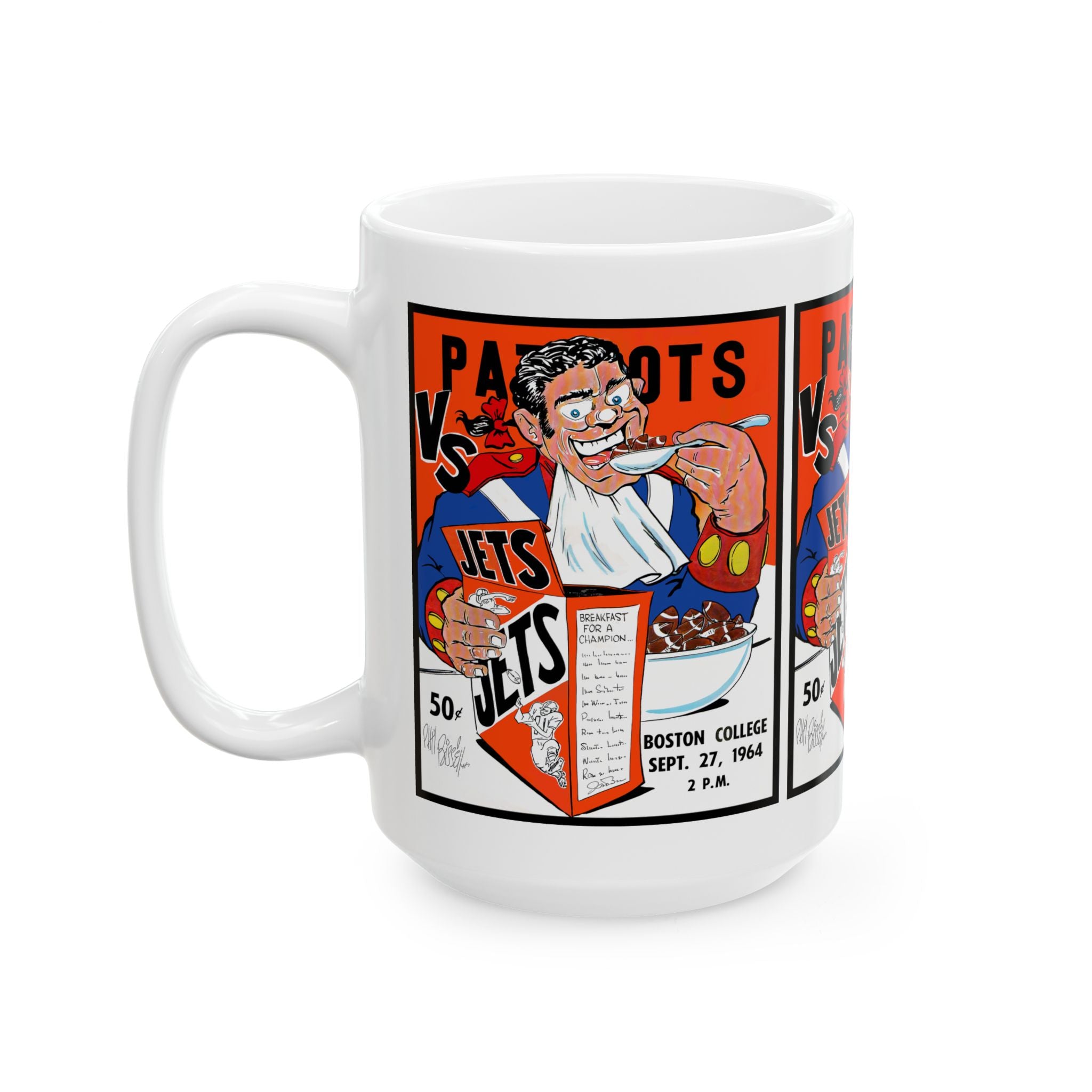 1964 Patriots vs Jets Football Mug | Retro Game Score Ceramic Coffee Cup 11oz and 15oz