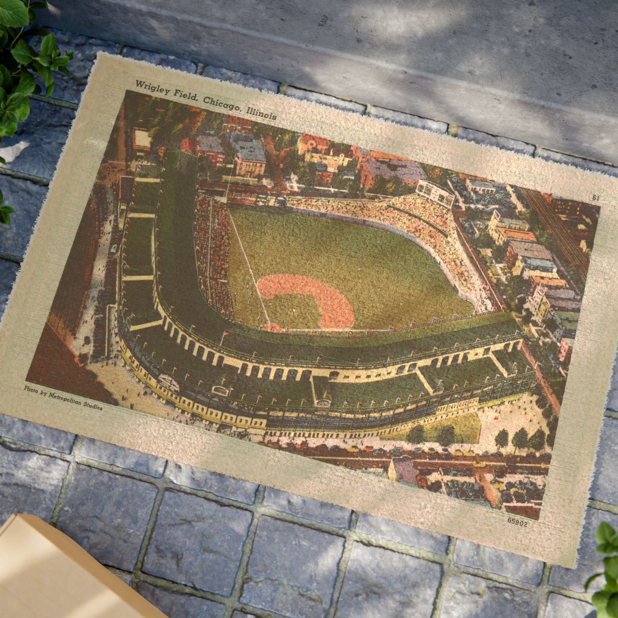 1941 Vintage Chicago Cubs Wrigley Field Postcard - Doormat