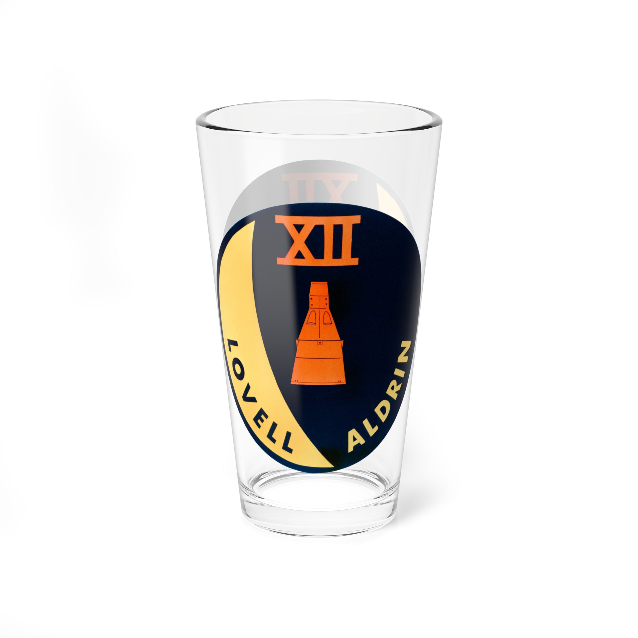 Mixing Glass, NASA Flight Patch - Gemini 12, Cocktail Glass, Barware, Space Enthusiast Gift, Science Glassware, Unique Drinkware