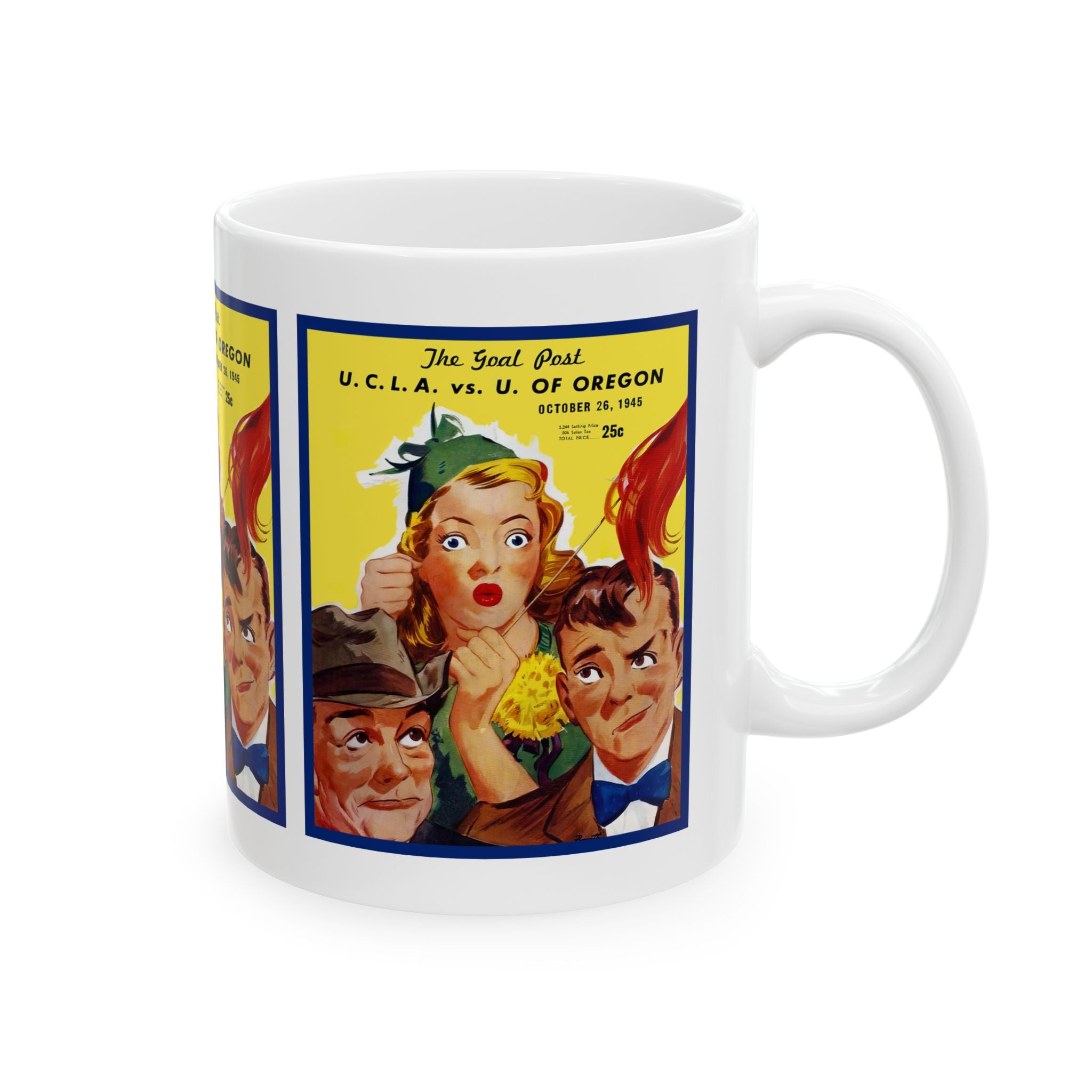 1945 Vintage University of Oregon Ducks - UCLA Bruins Football Program Cover - Ceramic Mug, 11oz