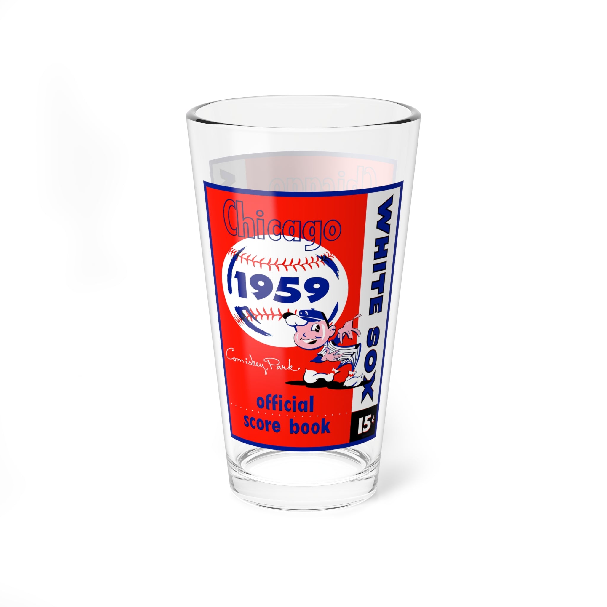 Mixing Glass, 16oz - 1959 Baseball Chicago White Sox, Sports Barware, Unique Gift Idea, Vintage Baseball Decor, Custom Team Glass, Baseball