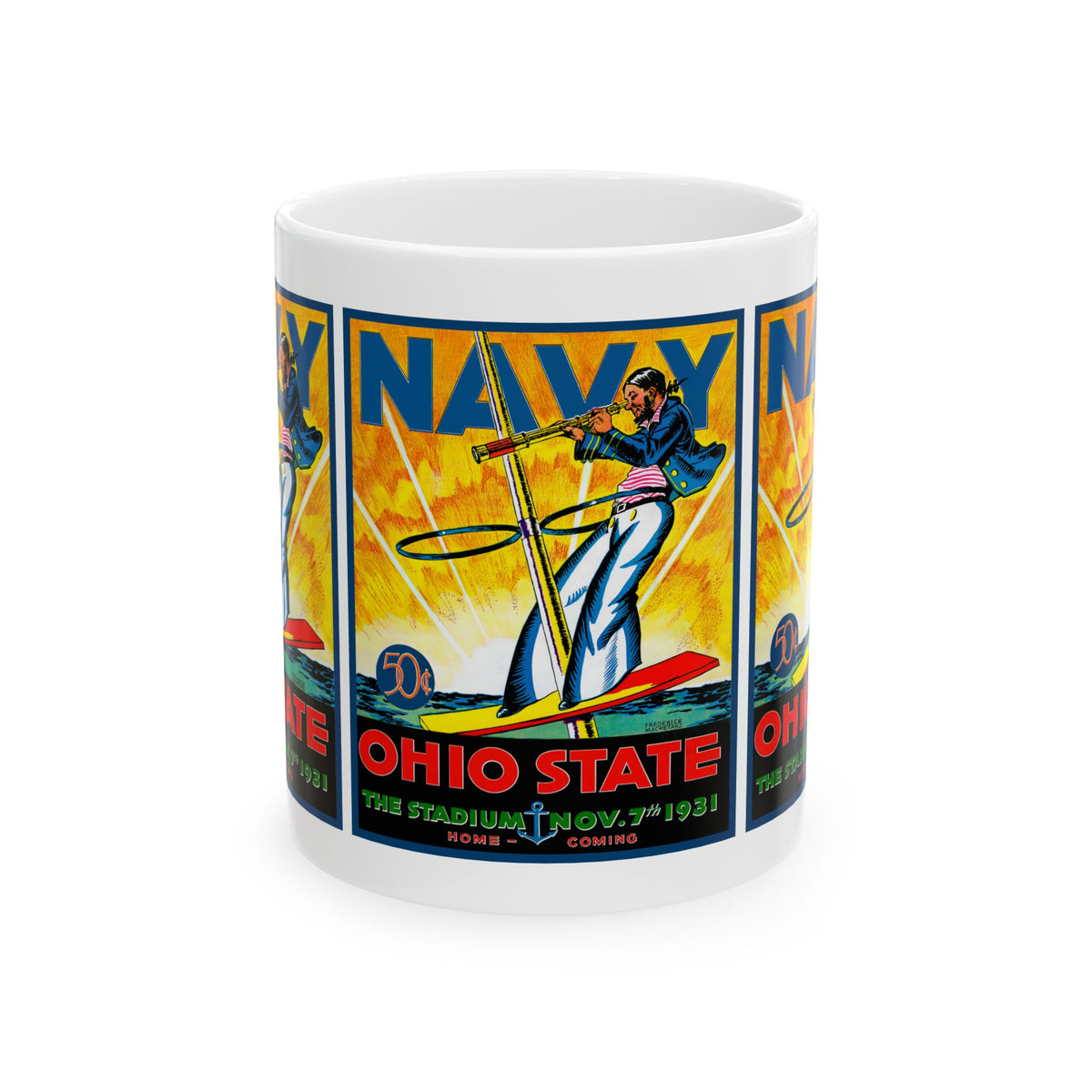 1931 Navy vs Ohio State Vintage Football Program Ceramic Mug (11oz & 15oz)
