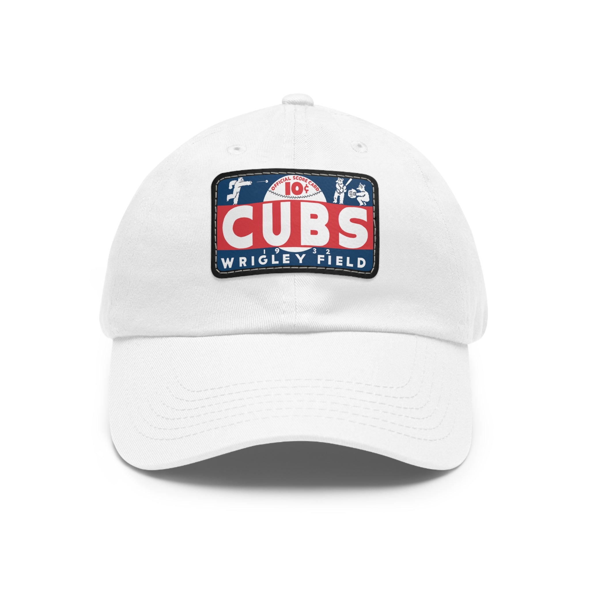 1932 Vintage Chicago Cubs Wrigley Field Scorecard Cover - Dad Hat with Leather Patch (Rectangle)