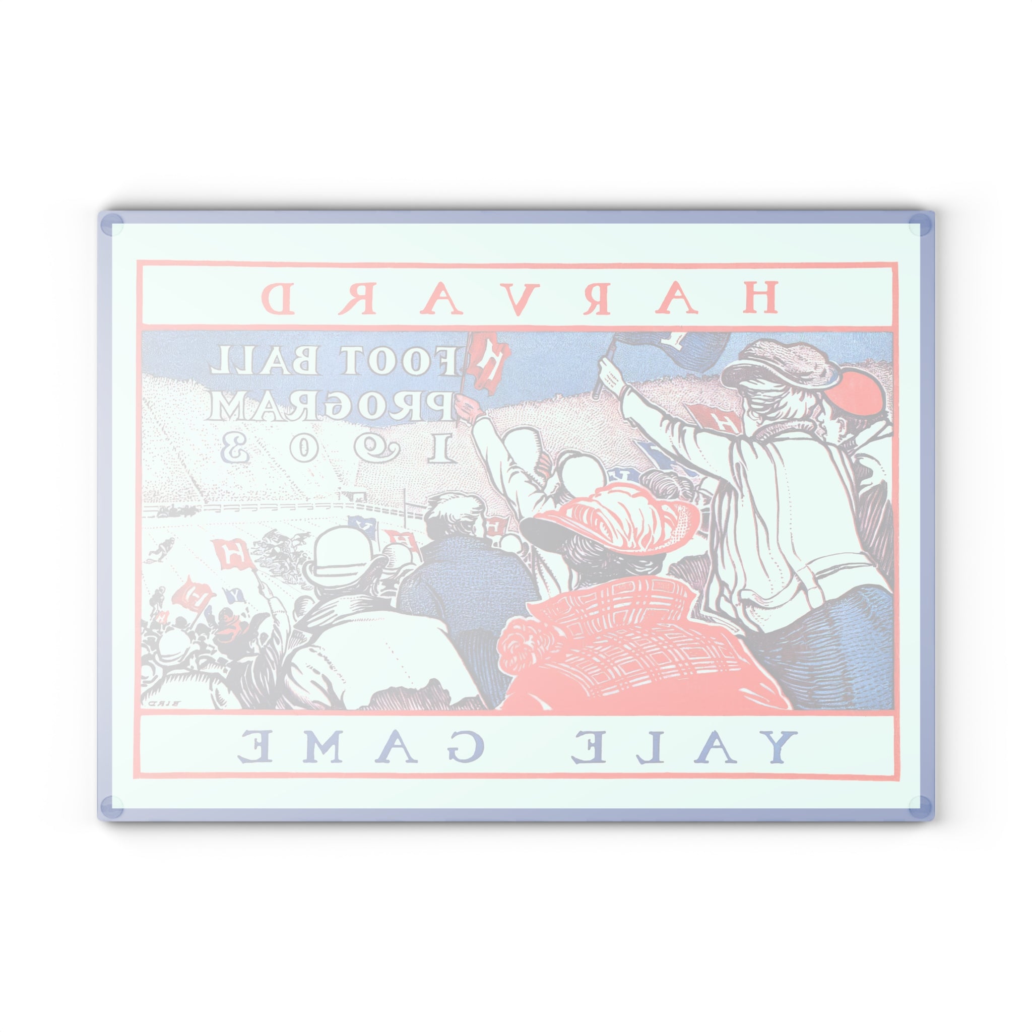 Vintage 1903 Harvard-Yale Football Glass Cutting Board - Sports Fan Kitchen Decor, Game Day Party Host Gift, College Football Fanatics Gift,
