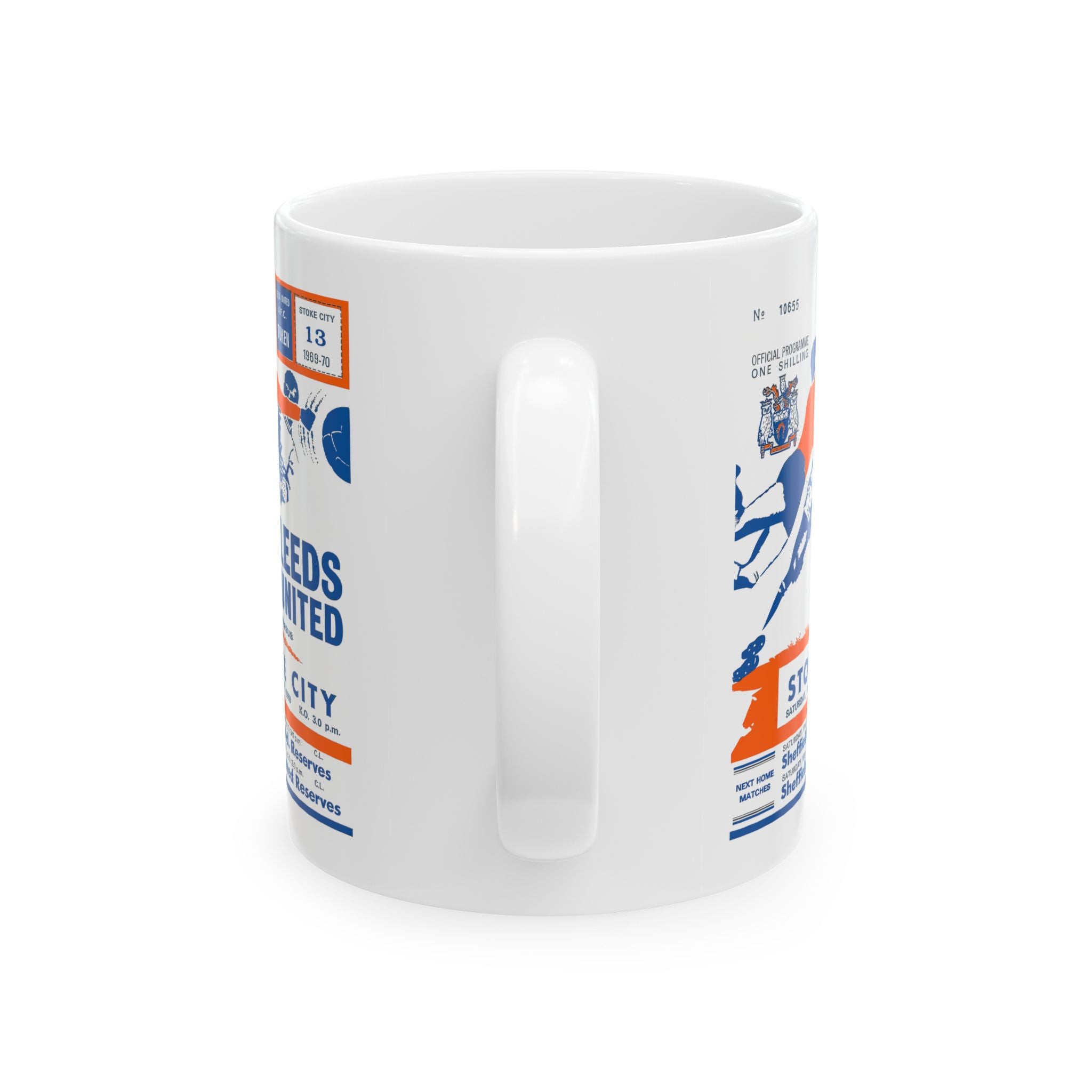 Vintage English Football Ceramic Mug, 11oz, 15oz - 1969 Stoke City vs Leeds United, Soccer Fan Gift, Sports Memorabilia, Retro Football Mug,