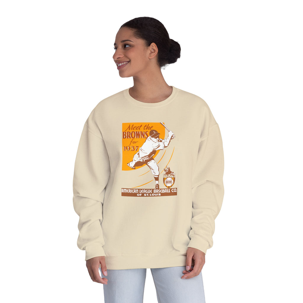 1937 Vintage St. Louis Browns Baseball Media Guide Cover - Unisex NuBlend® Crewneck Sweatshirt