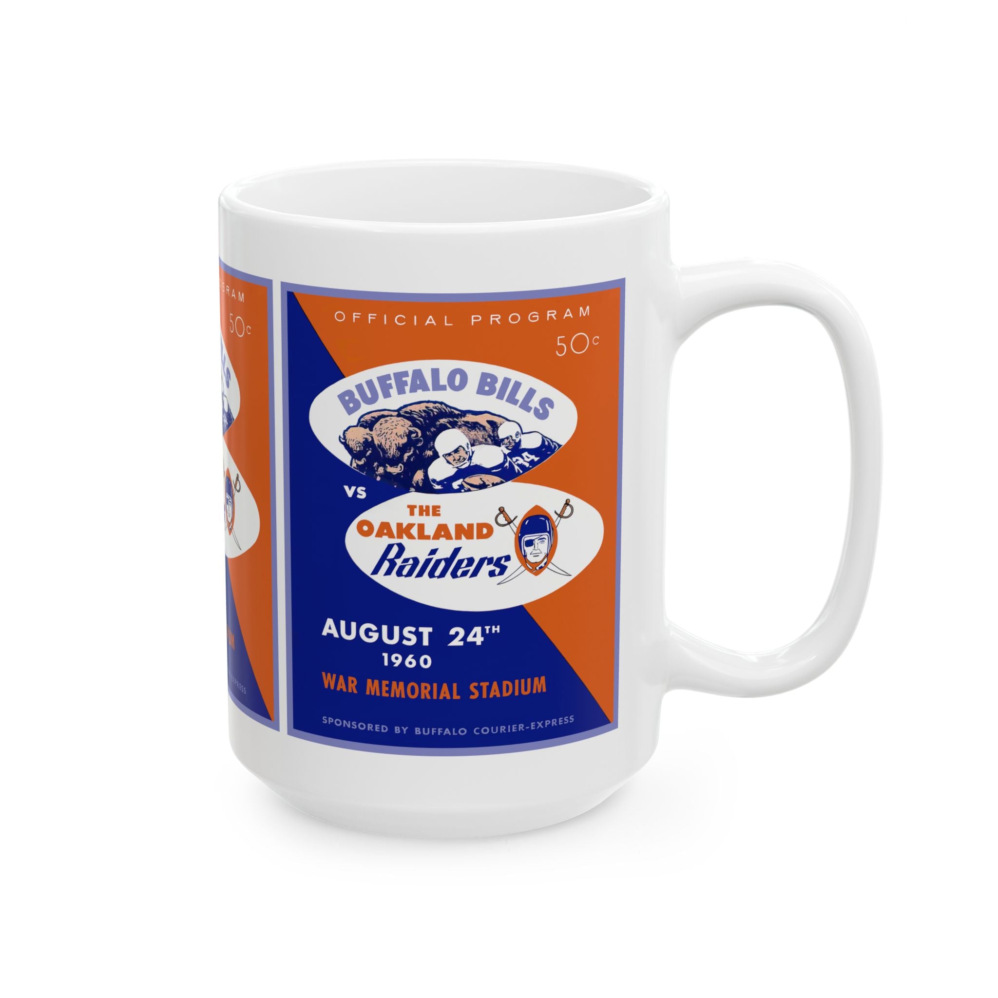 1960 Football Buffalo-Oakland Mug | Vintage Ceramic Coffee Cup 11 oz, 15 oz