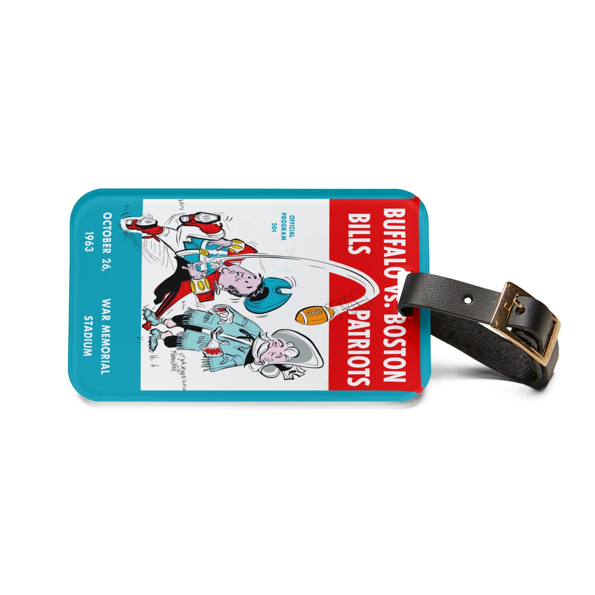 1963 Football Buffalo-Boston Luggage Tag | Vintage Sports Travel Identifier
