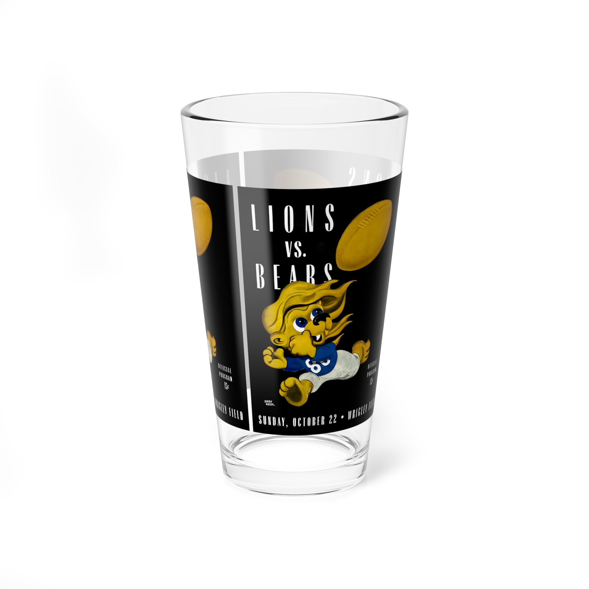 Mixing Glass, 16oz - 1944 Detroit Lions Football, Vintage Sports Barware, Cocktail Glassware, Retro Drinking Glass, Football Fan Gift,