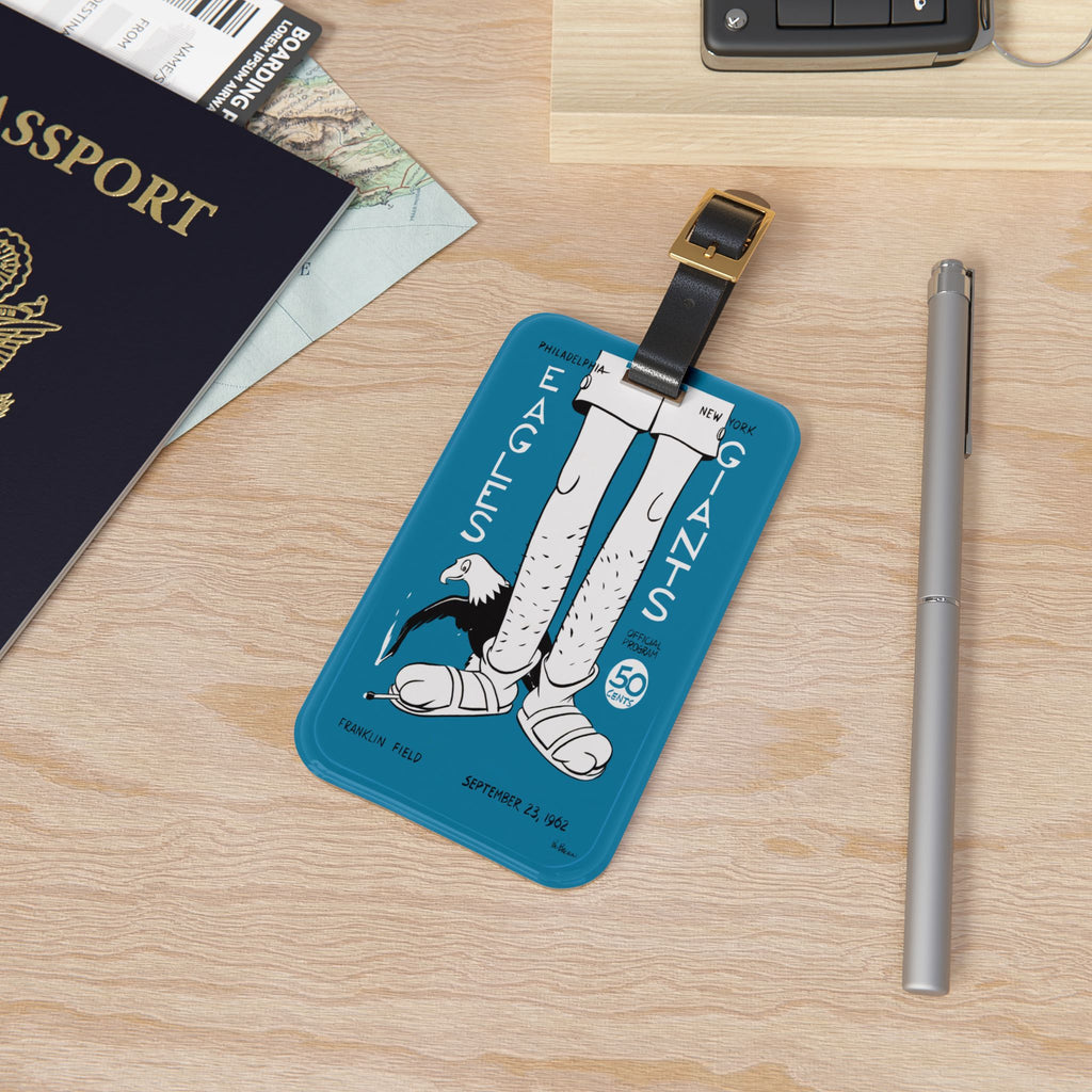 1962 Football Eagles vs Giants Luggage Tag | Vintage Sports Travel ID