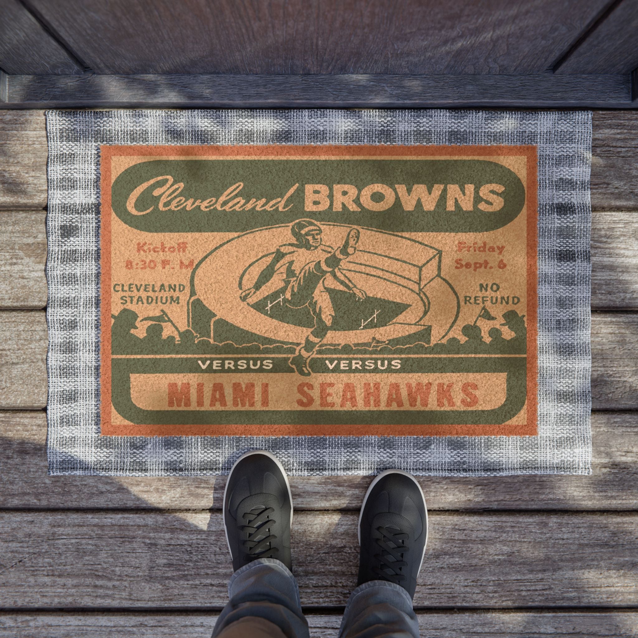 Doormat — 1946 Cleveland Browns vs Miami Seahawks AAFC Vintage Football Design
