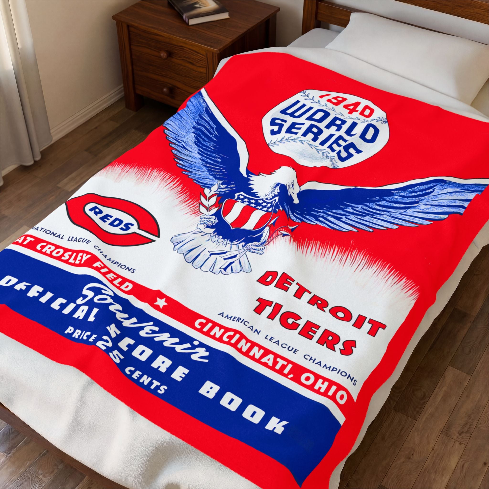 Vintage Detroit Tigers Velveteen Plush Blanket - 1940 Baseball World Series Program Cover, Soft Throw Blanket, Sports Fan Gift, Home Decor,