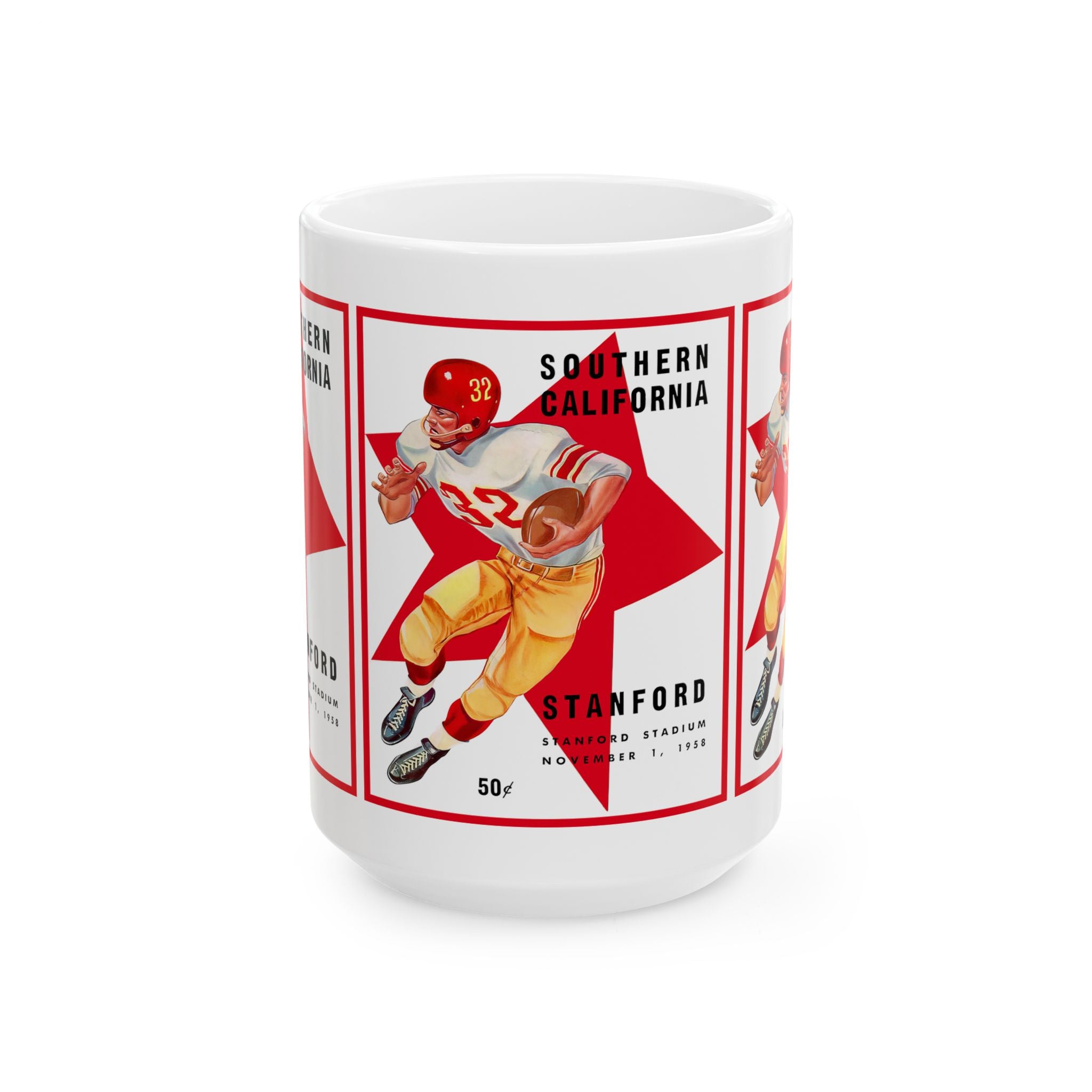 Football Ceramic Mug, 1958 Southern California Stanford, Sports Fan Gift, Coffee Cup, Tea Mug, Football Team