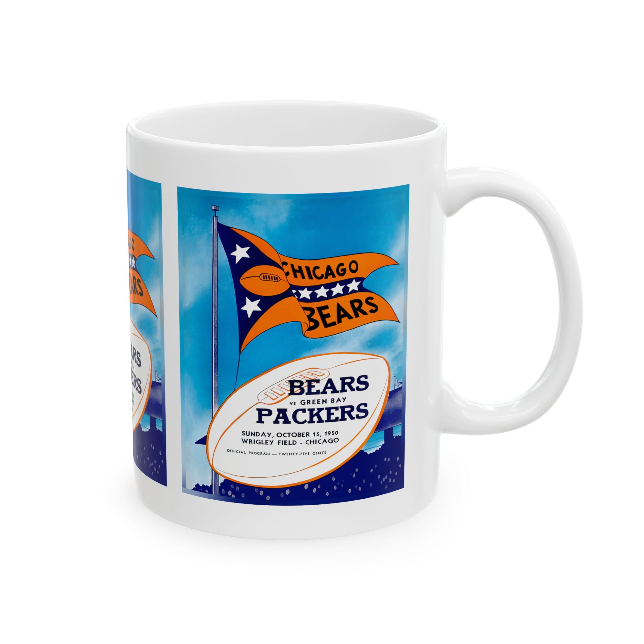 1950 Vintage Chicago Bears - Green Bay Packers Football Program Cover - Ceramic Mug, 11oz