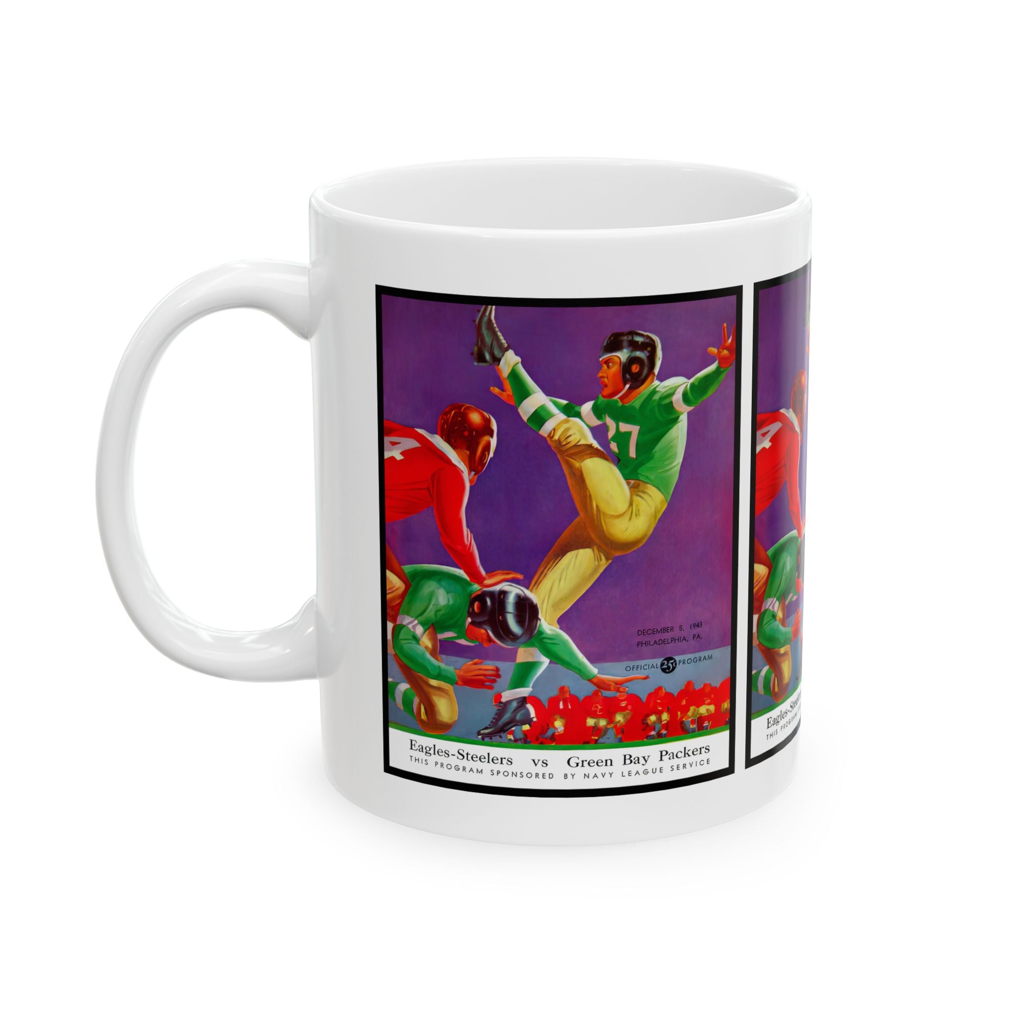 1943 (Steeagles) Eagles-Steelers  vs Green Bay Ceramic Mug — Retro  Football Design (11oz, 15oz)
