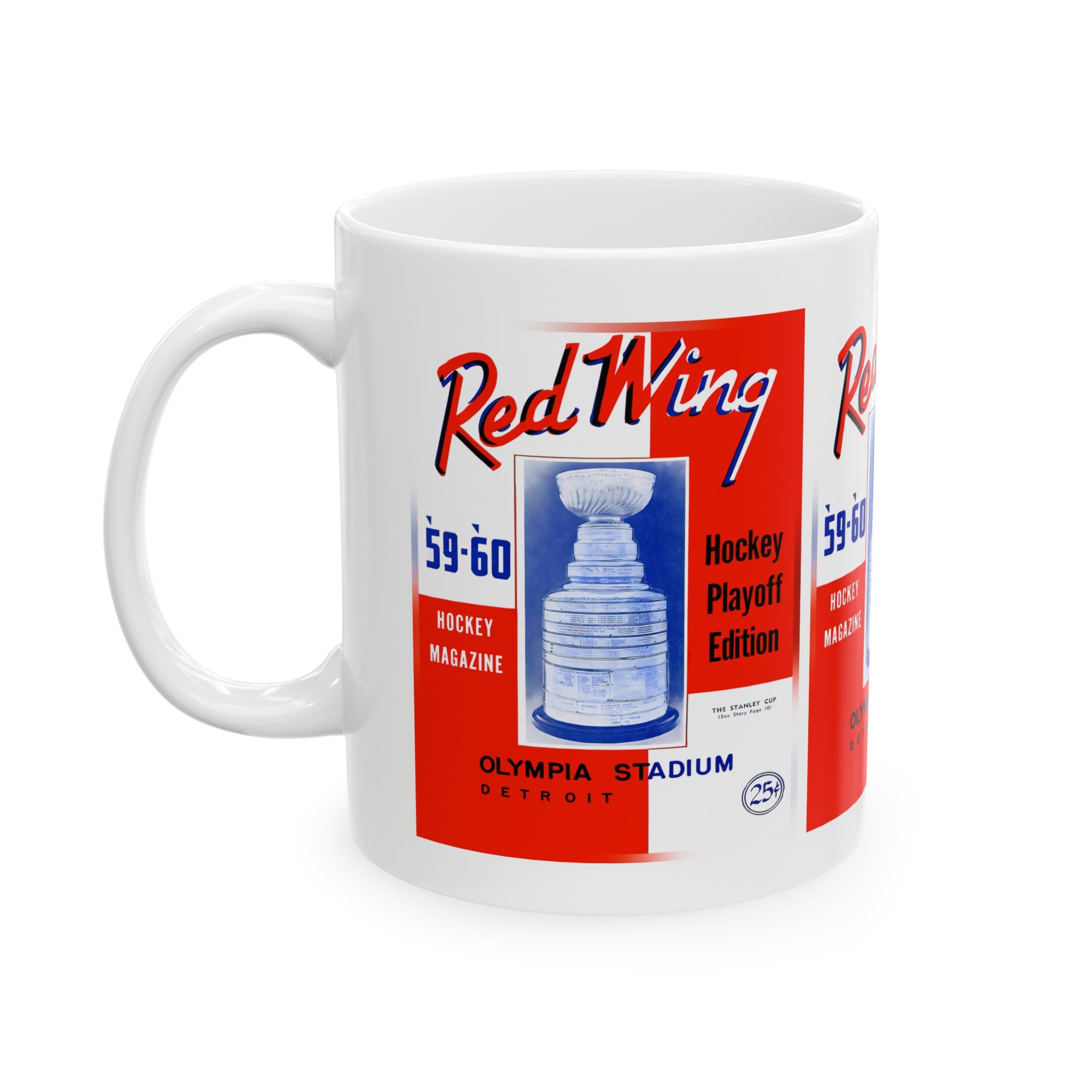 Vintage Detroit Red Wings Hockey Ceramic Mug, NHL Sports Fan Gift, Coffee Cup, Hockey Memorabilia, Hockey Team Mug, Red Wings Hockey Gift,
