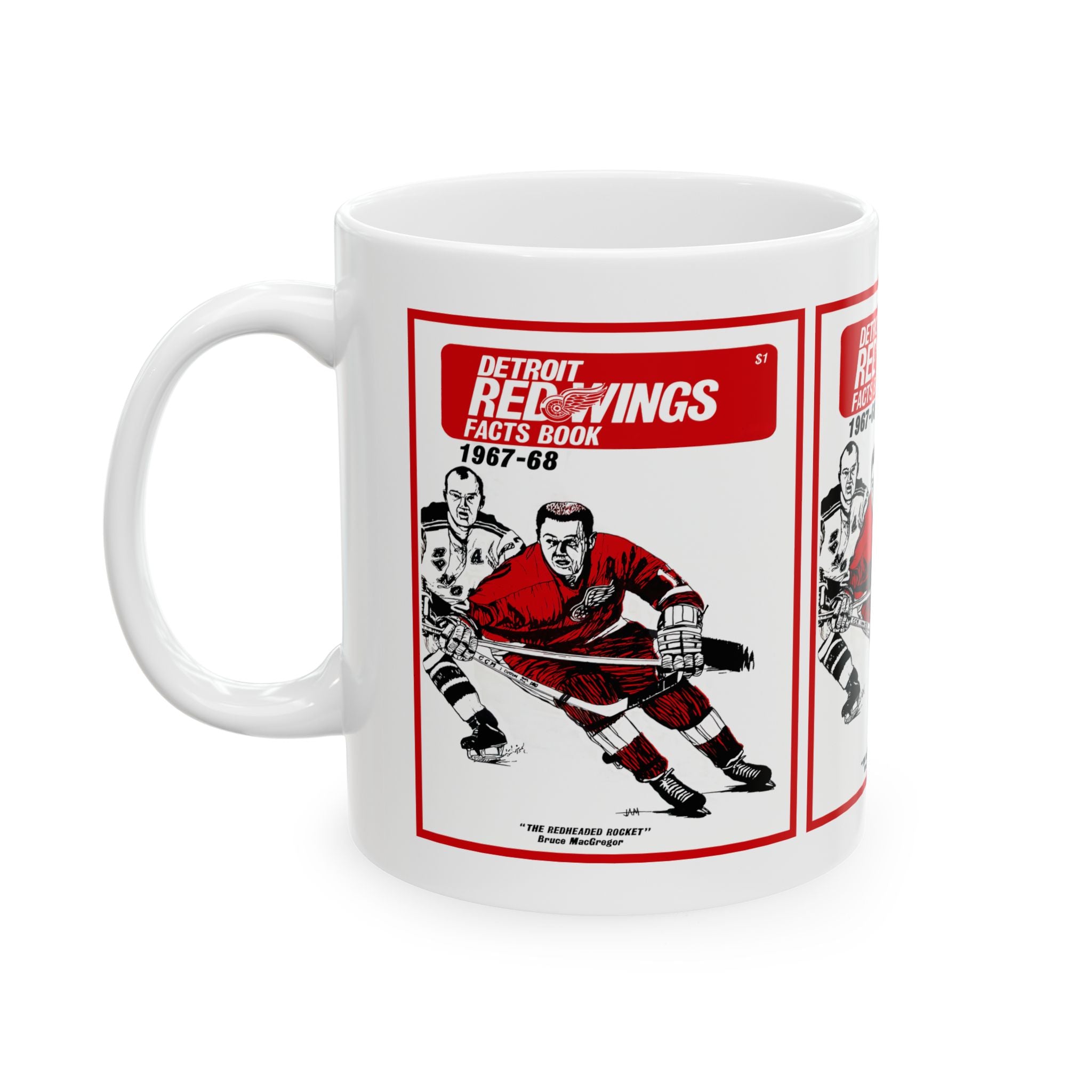 Vintage Detroit Red Wings Hockey Ceramic Mug, 1967-1968 Memorabilia, Coffee Cup Gift, Sports Fan Collectible, Hockey Team Logo Drinkware,