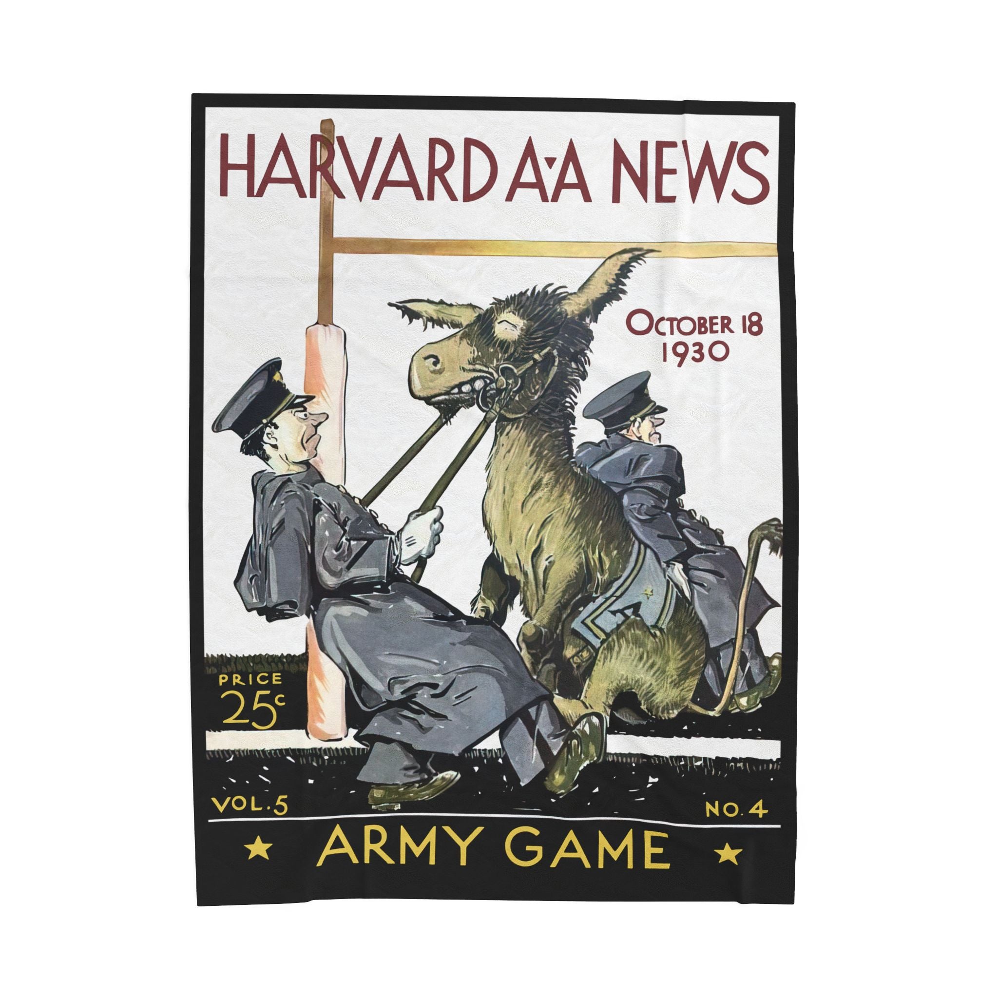 Velveteen Plush Blanket, Army-Harvard Football Program Cover, Cozy Throw, Vintage Sports Decor, Warm Bedding, Home Accent