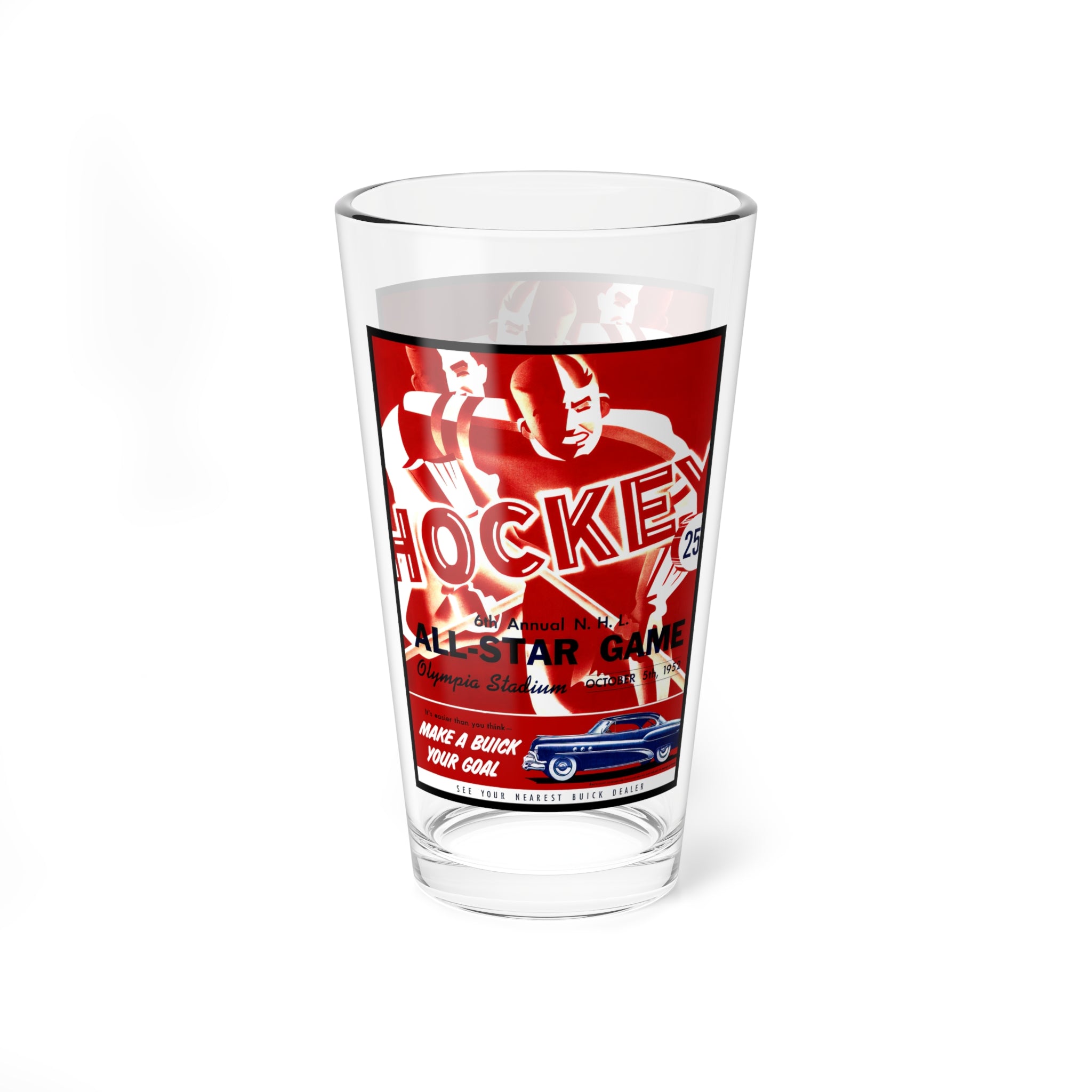 Mixing Glass, 16oz - 1952 Hockey All-Star Game, Unique Barware Gift, Vintage Sports Fan Present, Drinking Glassware, Retro Hockey Decor,