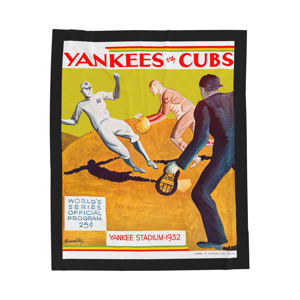 Velveteen Plush Blanket, 1932 Baseball World Series Yankees Cubs - Cozy Throw, Sports Fan Gift, Home Decor, Couch Blanket, Unique Present