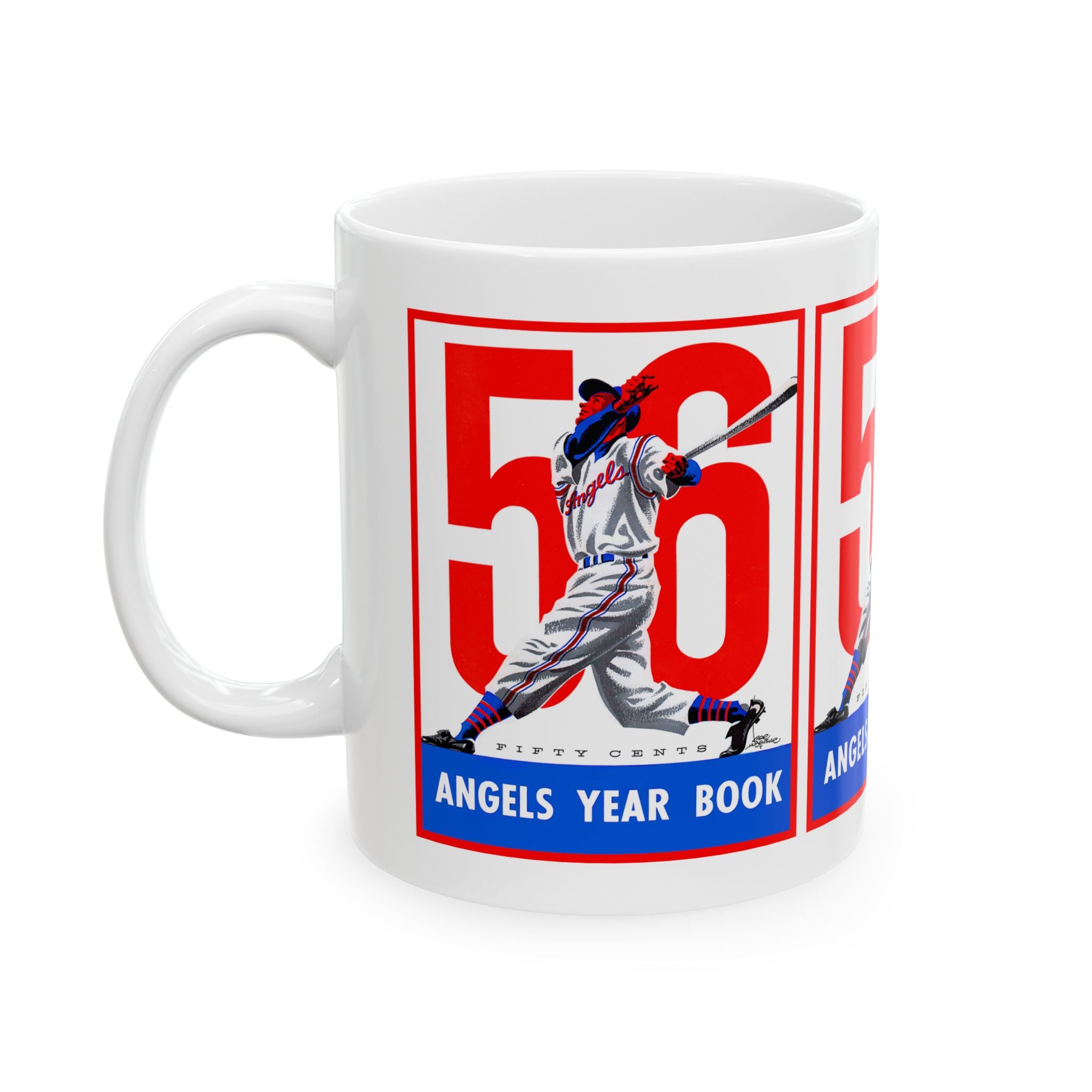 Vintage 1956 Baseball Los Angeles Angels Ceramic Mug, Gift for Baseball Fans, Sports Memorabilia, Collectible Cup, Beverage Holder
