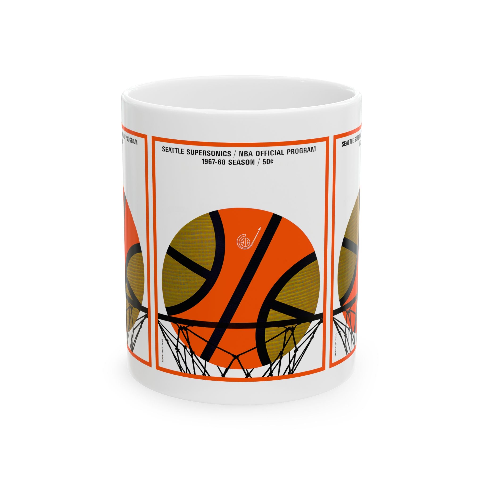 Basketball Seattle SuperSonics Ceramic Mug, Sports Fan Drinkware, Retro 60s Hoops Team Cup, 11oz 15oz Sizes, Vintage Basketball Gift