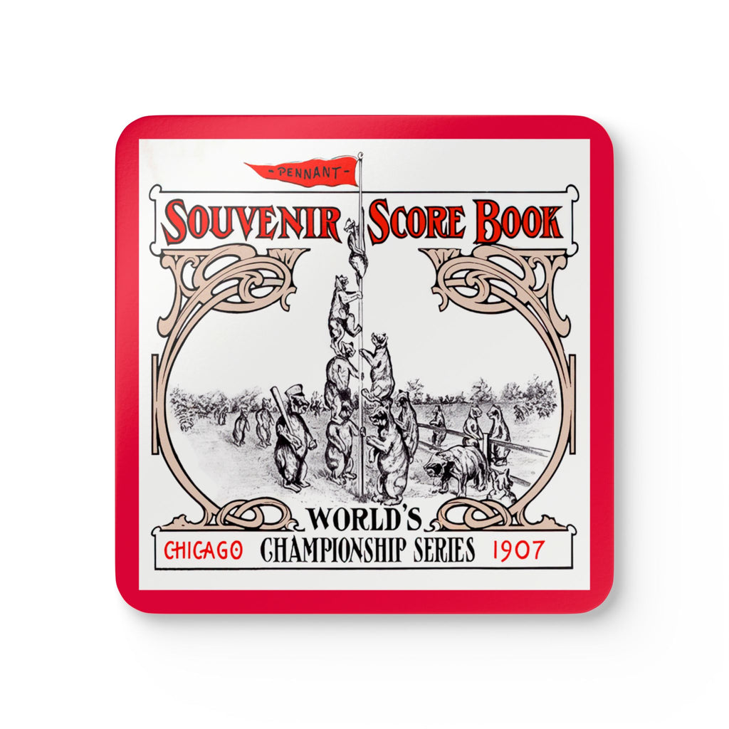 1907 Baseball World Series Chicago Cubs - Detroit Tigers- Corkwood Coaster Set