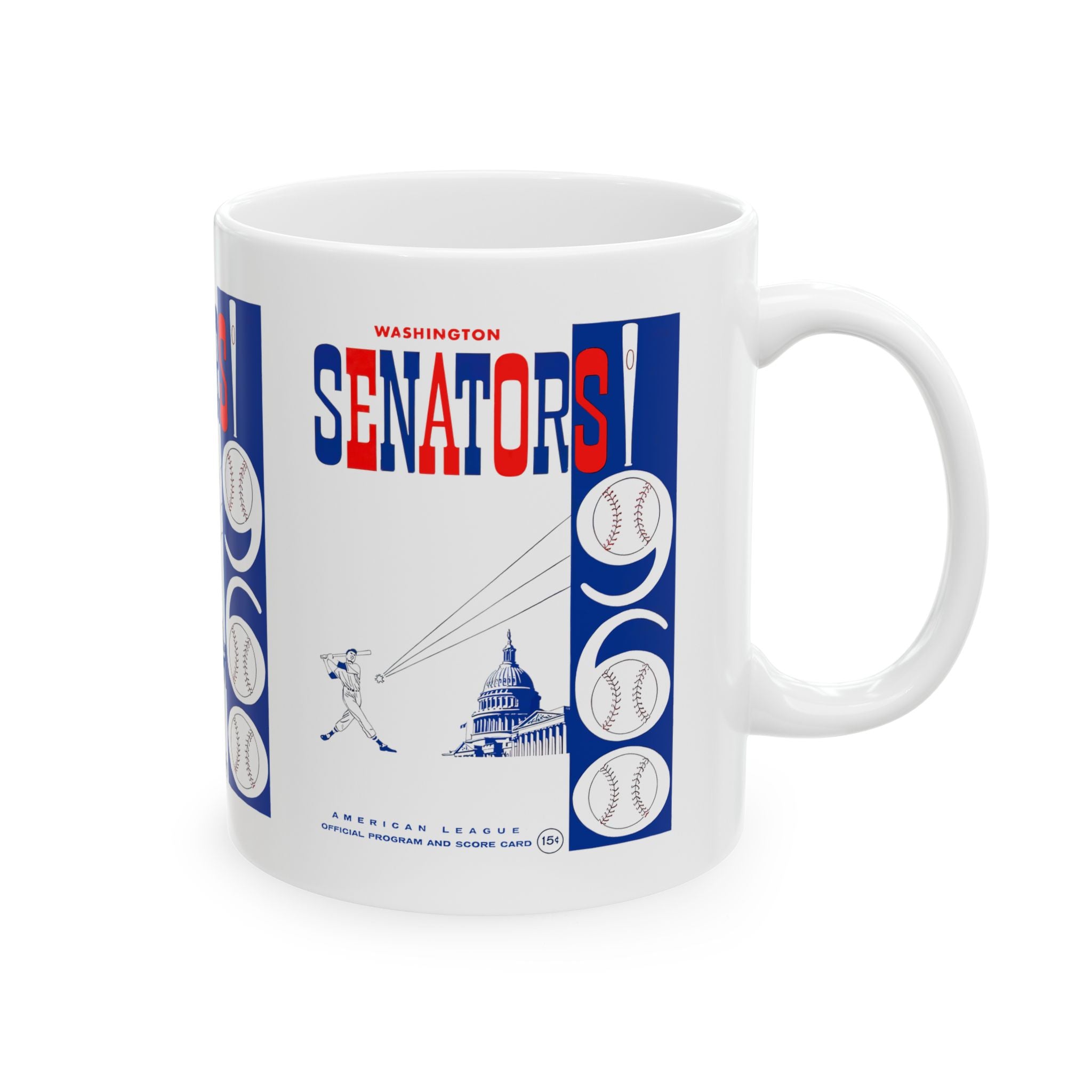 1960 Vintage Washington Senators Score Card Cover - Ceramic Mug, 11oz