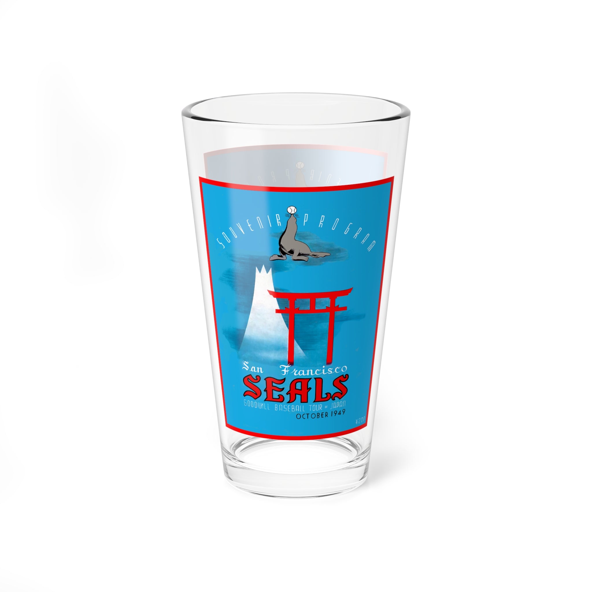 Vintage 1949 Baseball San Francisco Seals Mixing Glass, 16oz - Japan Tour, Retro Barware Gift, Baseball Fan Glass, Unique Bartender Cocktail