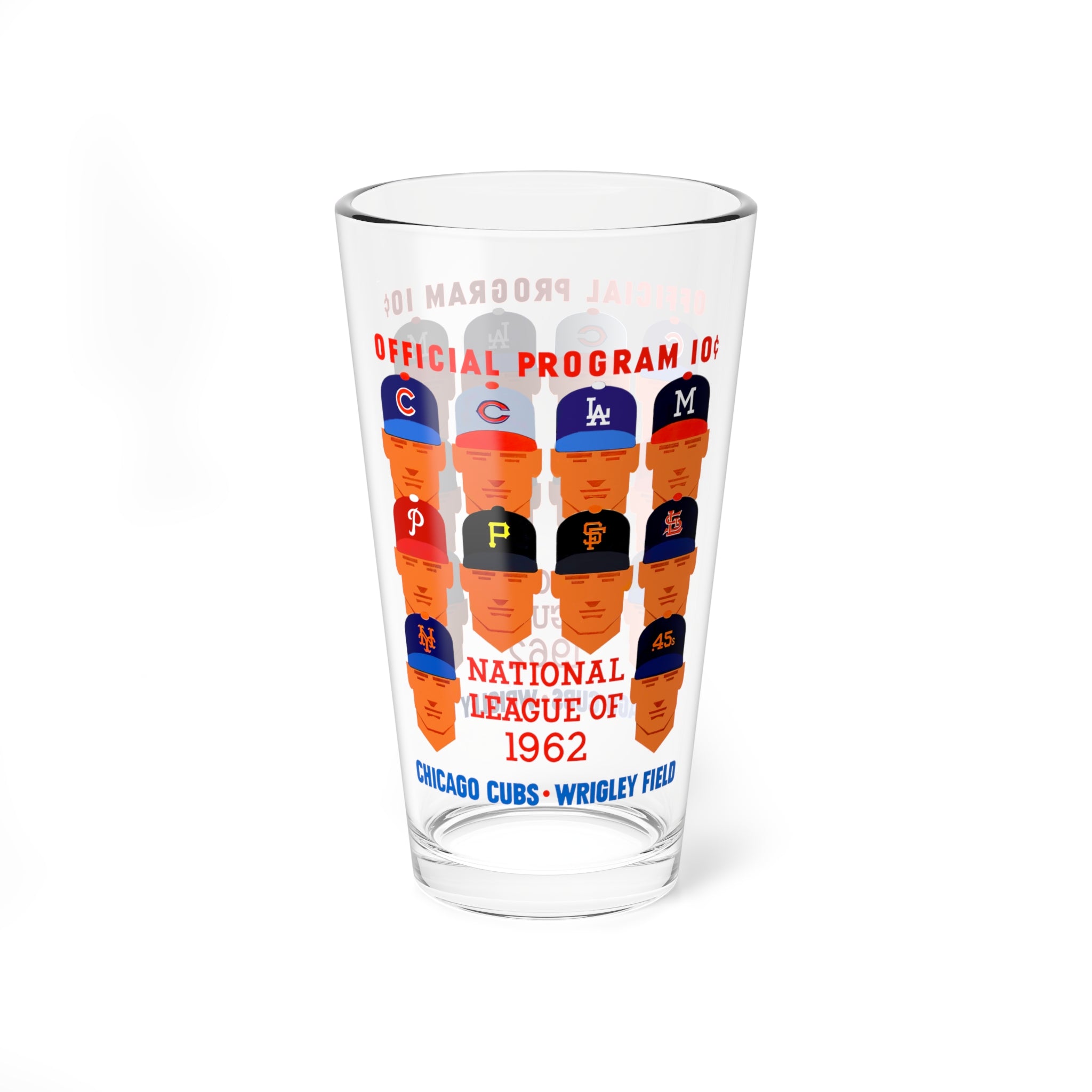 Mixing Glass, Vintage Cubs Baseball Program Cover, 16oz - National League Memorabilia, Fan Gift, Sports Bar Decor, Gift for Baseball Lover,