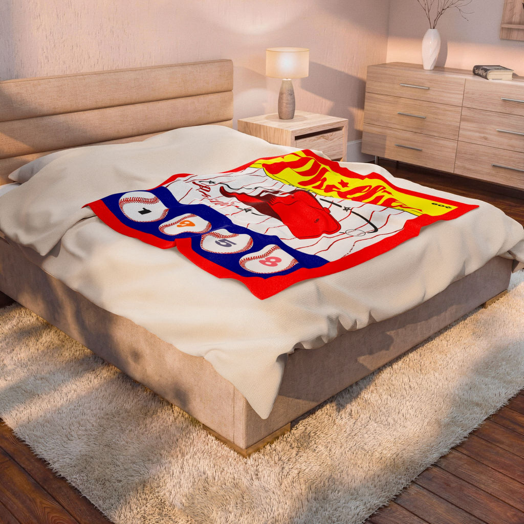 Velveteen Plush Blanket, 1958 Baseball Philadelphia Phillies Yearbook Design, Baseball Fan Gift, Sports Blanket, Bedroom Decor