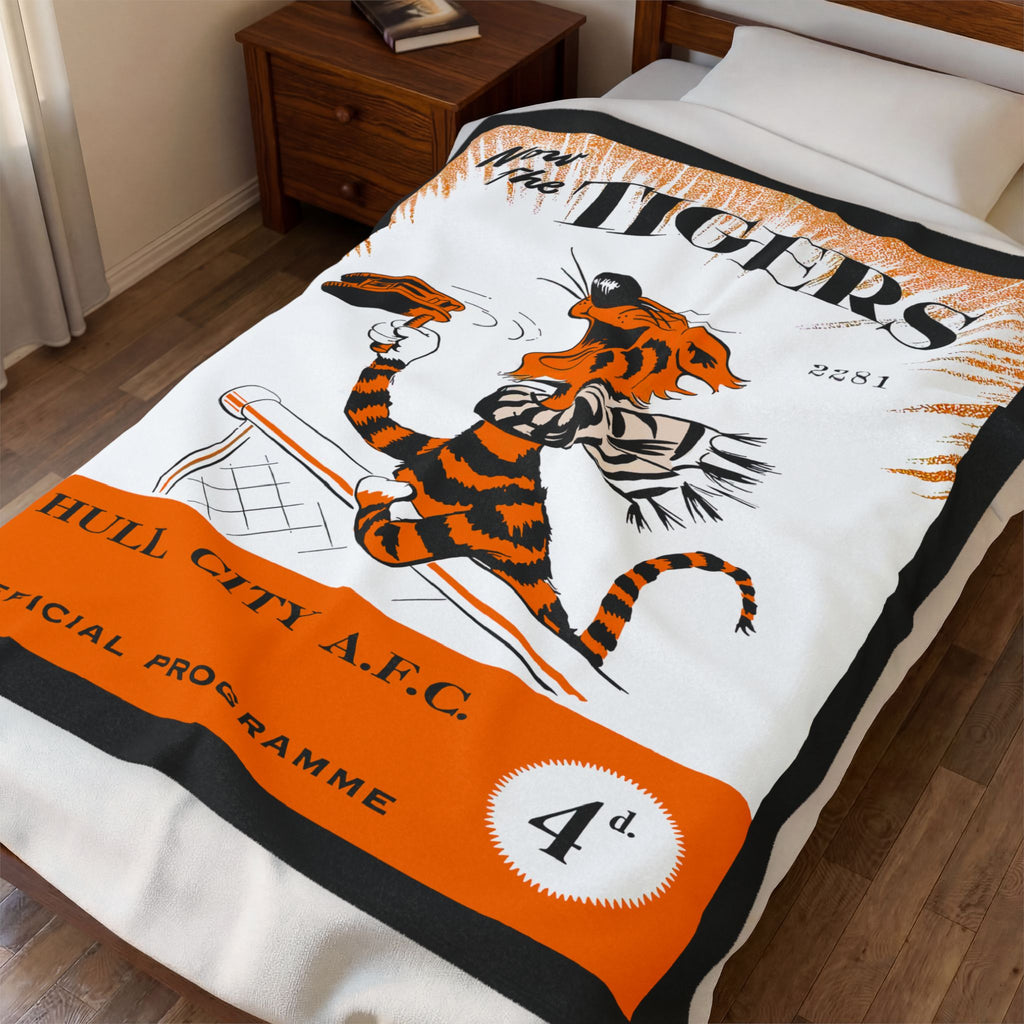 1956 Hull City AFC Football Velveteen Plush Blanket | Retro Football Memorabilia
