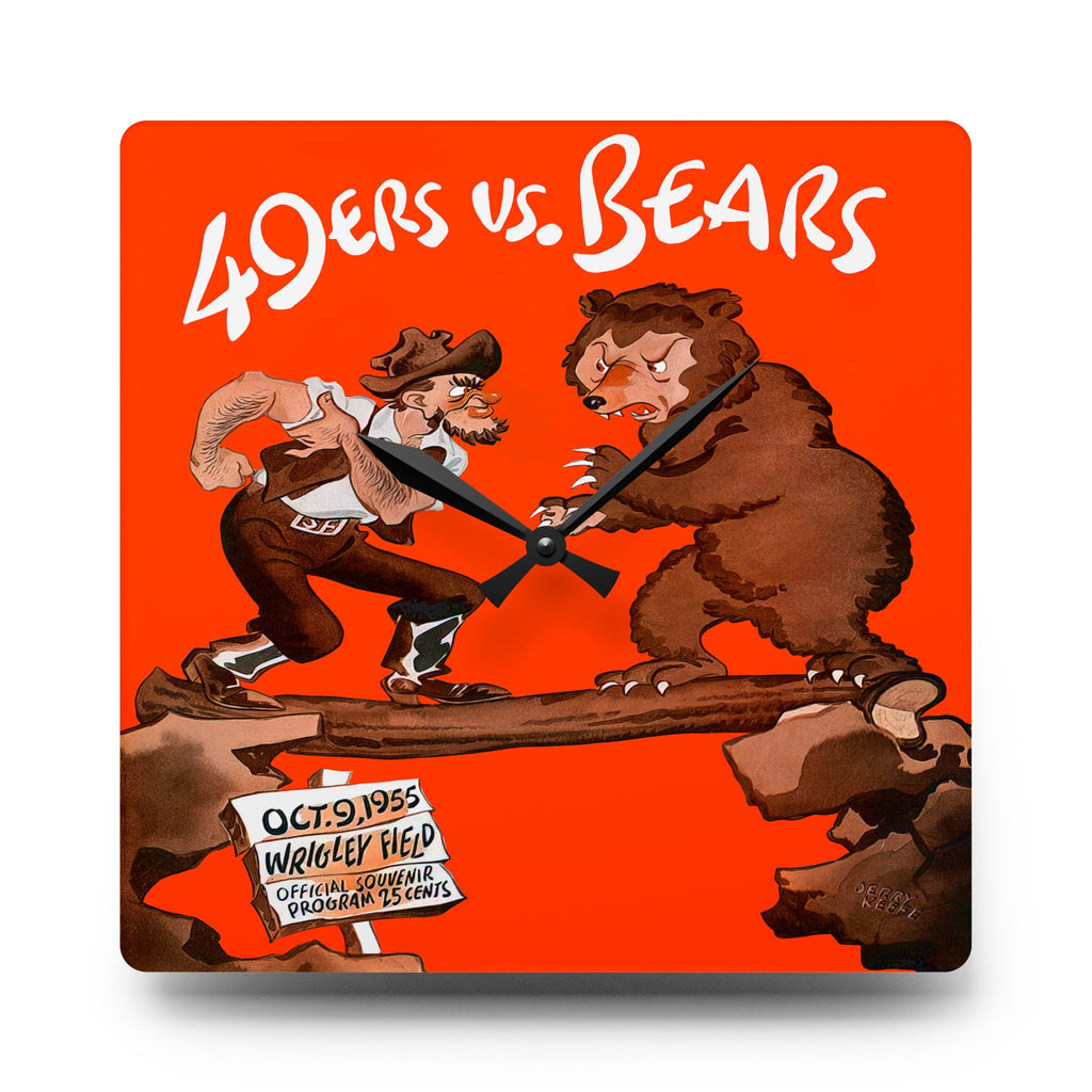 1955 Vintage Chicago Bears - San Francisco 49ers Football Program Cover - Acrylic Wall Clock