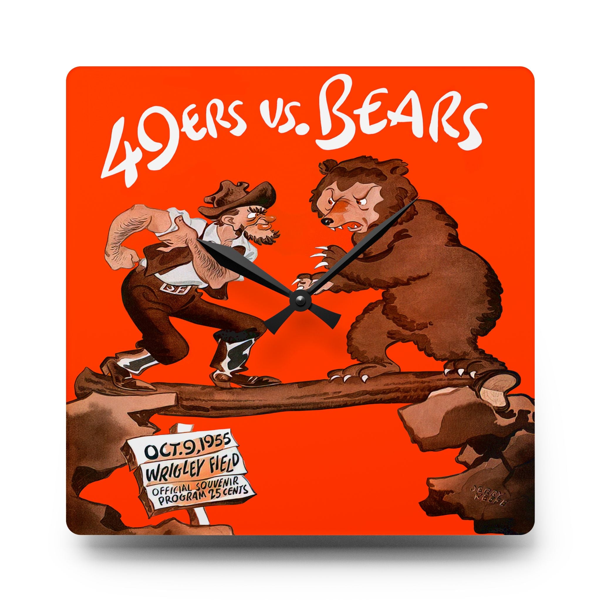 1955 Vintage Chicago Bears - San Francisco 49ers Football Program Cover - Acrylic Wall Clock