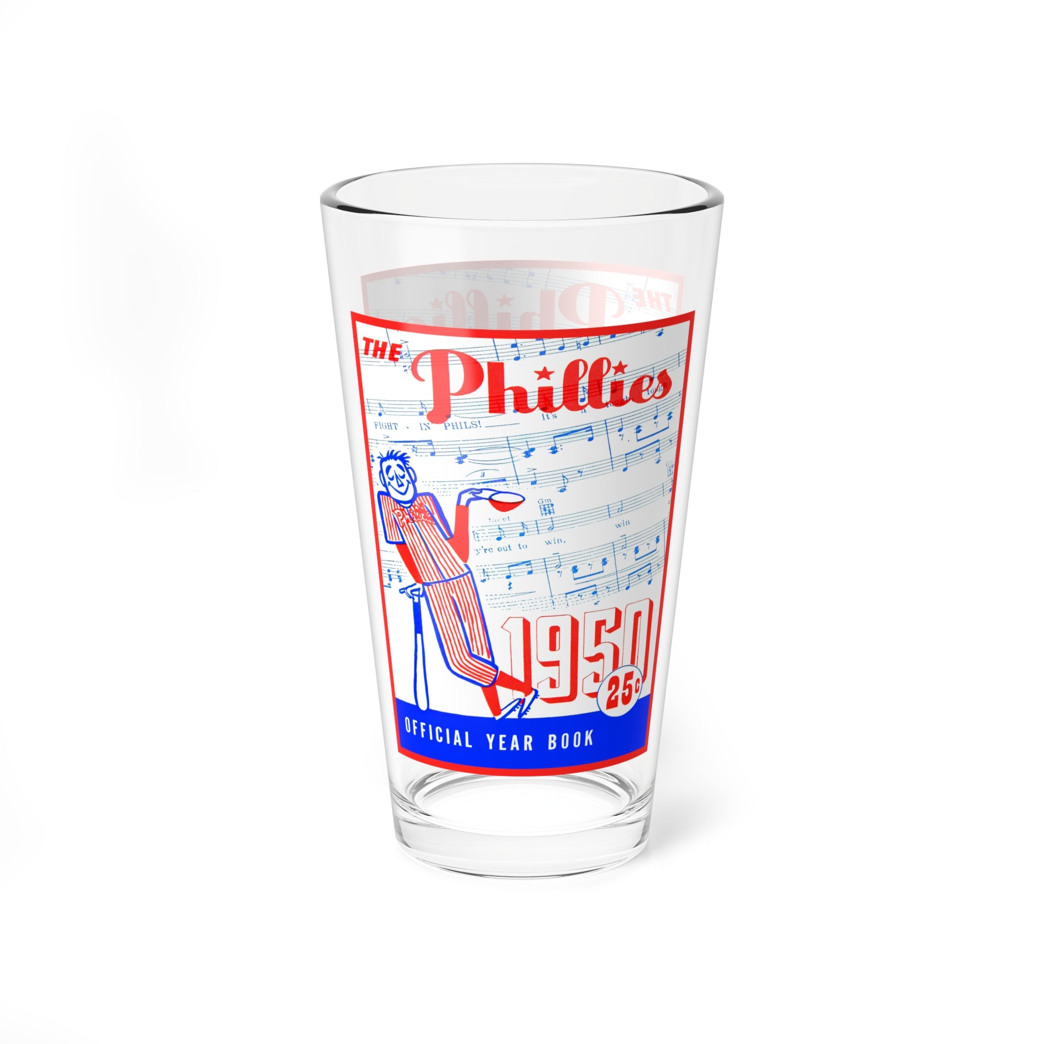 Mixing Glass, 16oz - 1950 Philadelphia Phillies Baseball Fan Gift, Baseball Memorabilia, Vintage Sports Glassware, Phillies Fan Collectible,