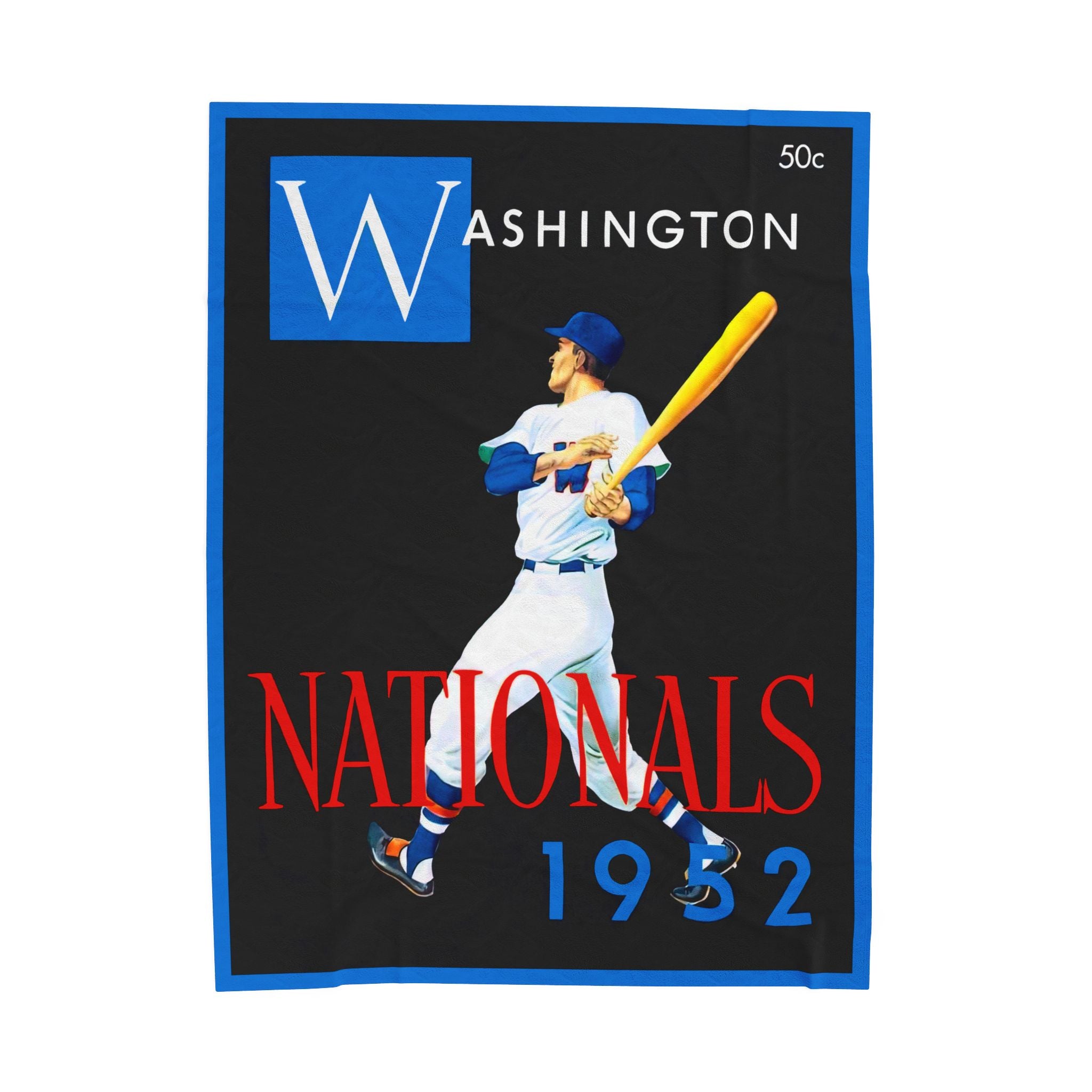 Velveteen Plush Blanket, Sports Blanket, Baseball Fan Gift, 1952 Washington Nationals, Cozy Throw Blanket, Gift for Him, Home Decor