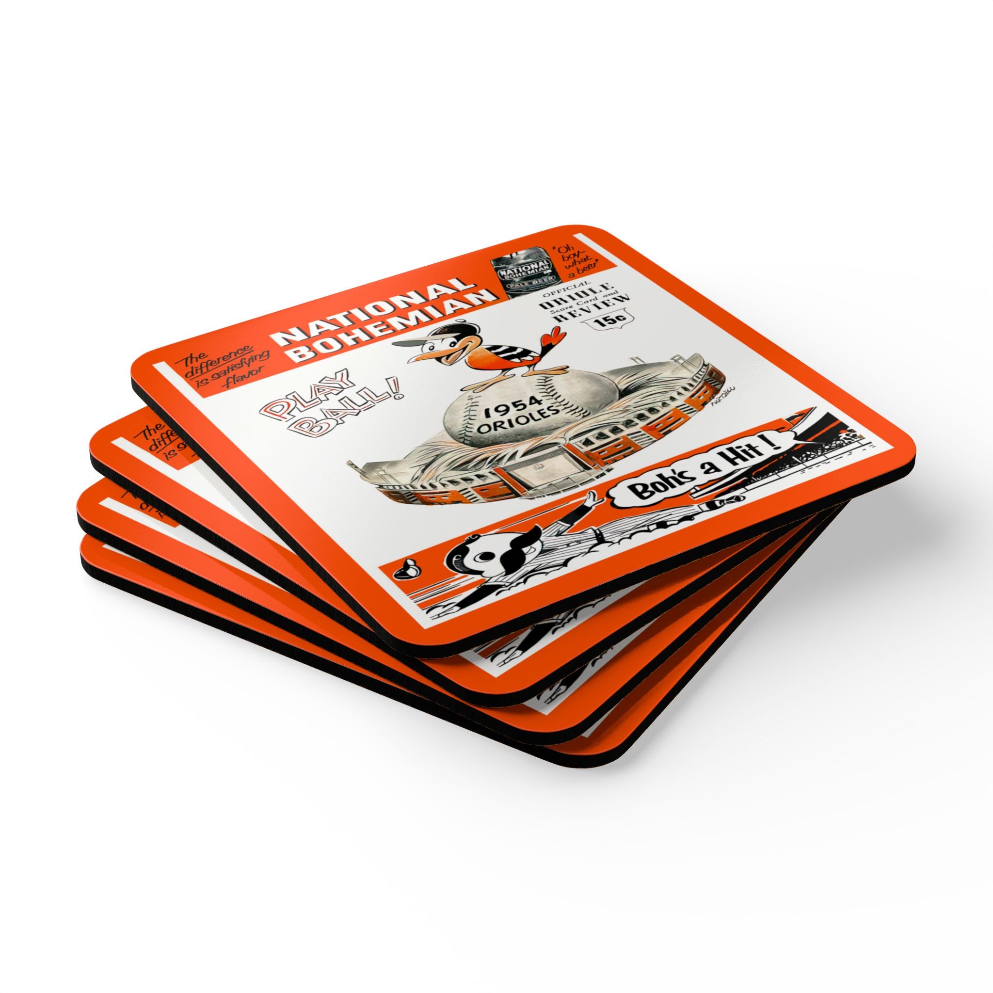 Baseball 1954 Baltimore Orioles Coaster Memorabilia, Sports Coaster, Sports Fan Gift, Baseball Collectibles, Kitchen Decor