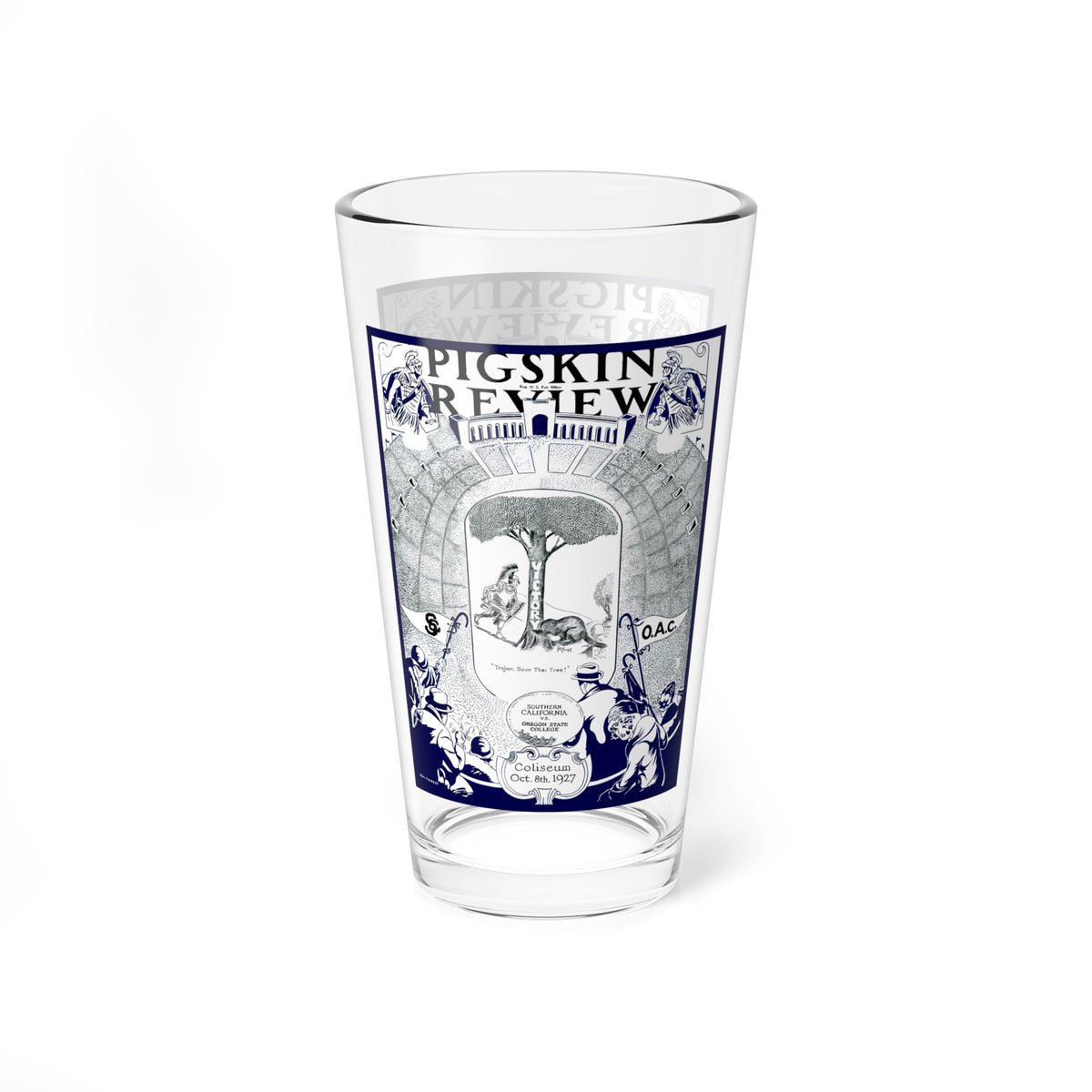 1927 Vintage Football Mixing Glass -Oregon State - Southern California Program Cover 16oz
