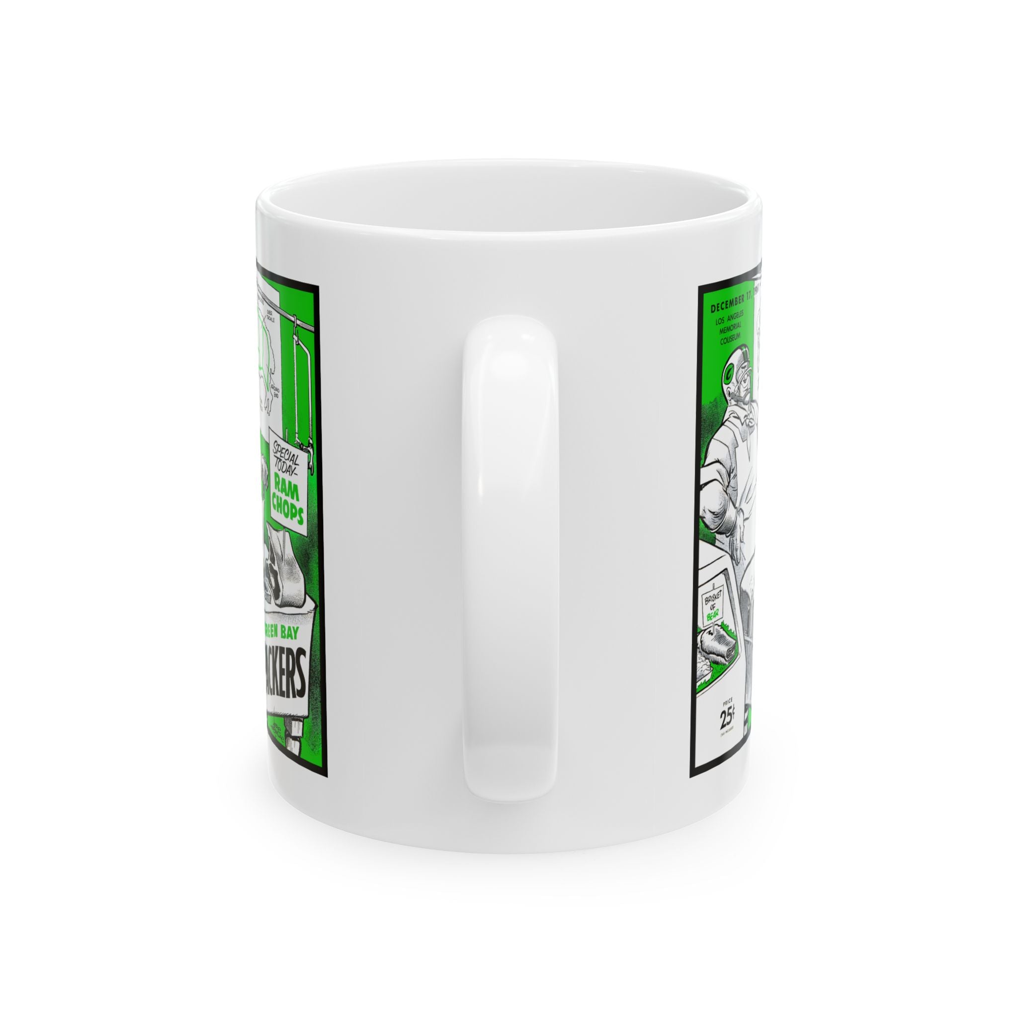 Vintage 1961 Football Green Bay Packers Los Angeles Rams Ceramic Mug, Football Sports Fan Collectible Gift, Father's Day, Christmas